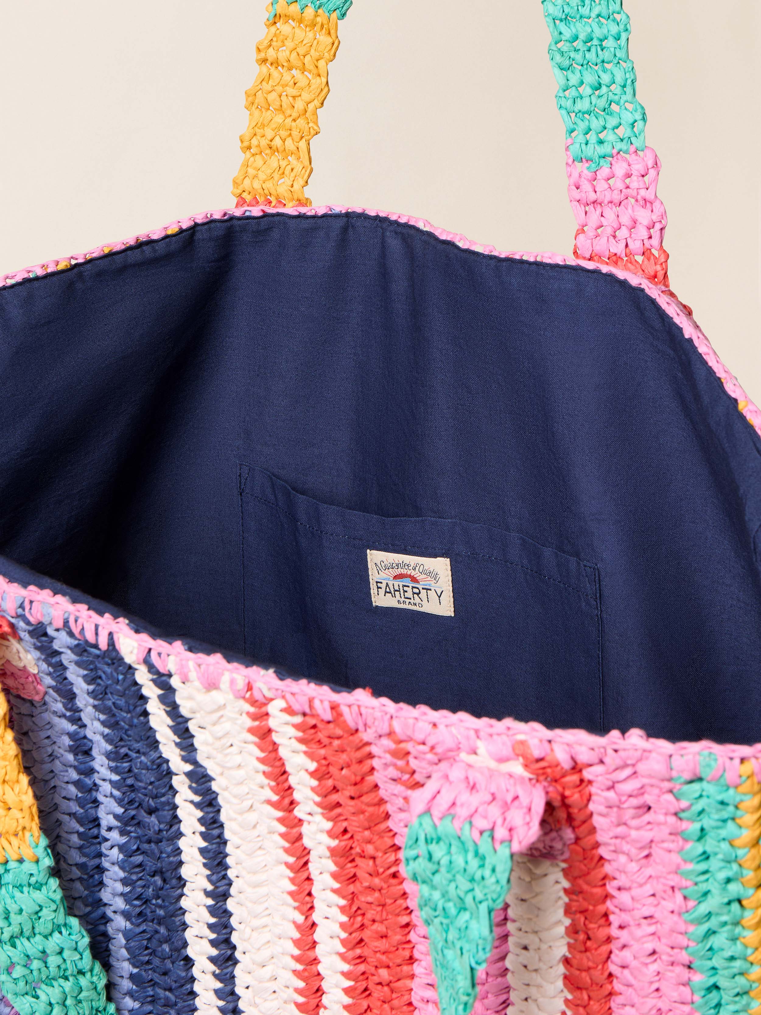 Straw Striped Beach Tote - Rainbow Stripe | Faherty Brand