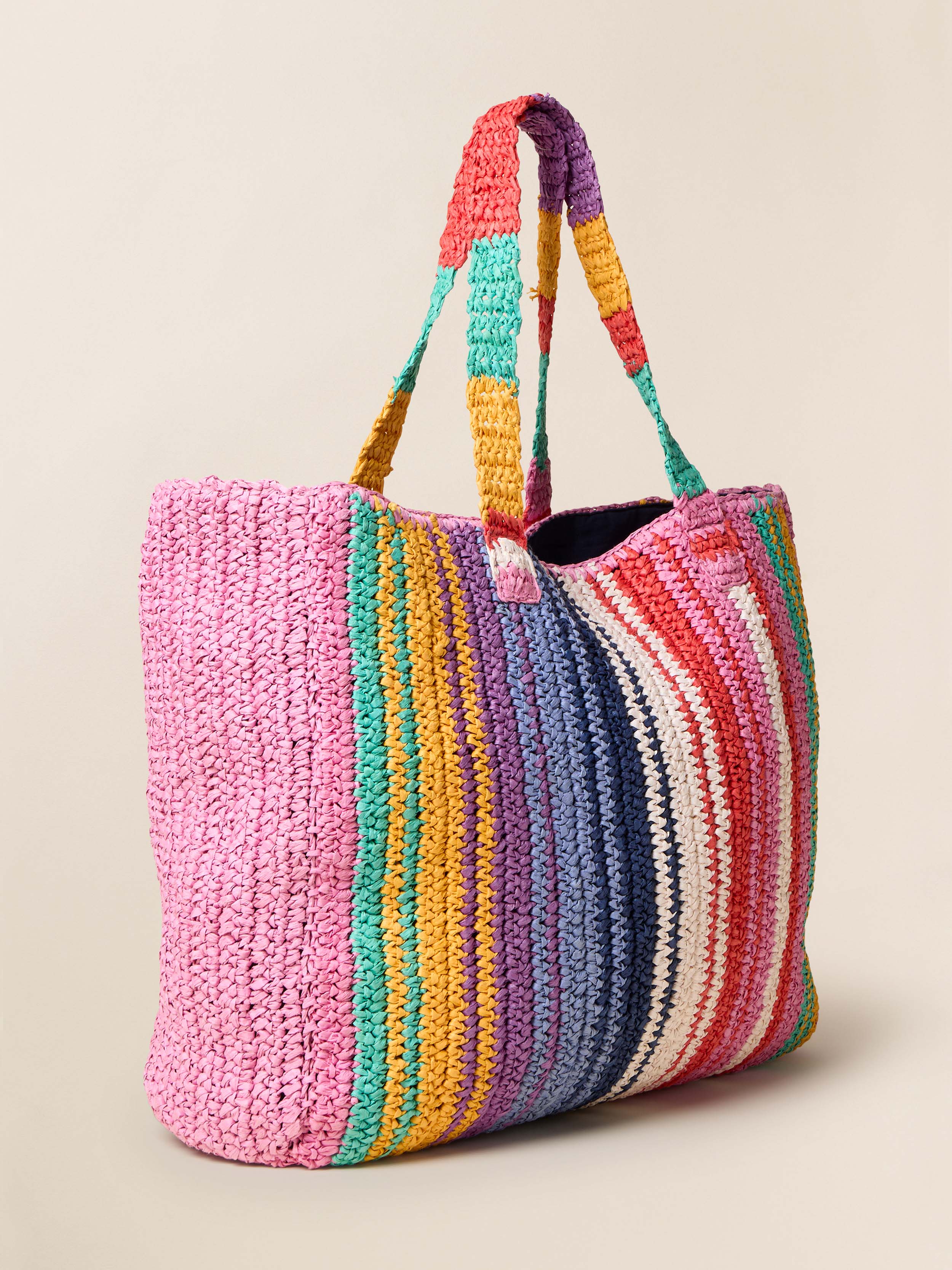 Straw Striped Beach Tote - Rainbow Stripe | Faherty Brand