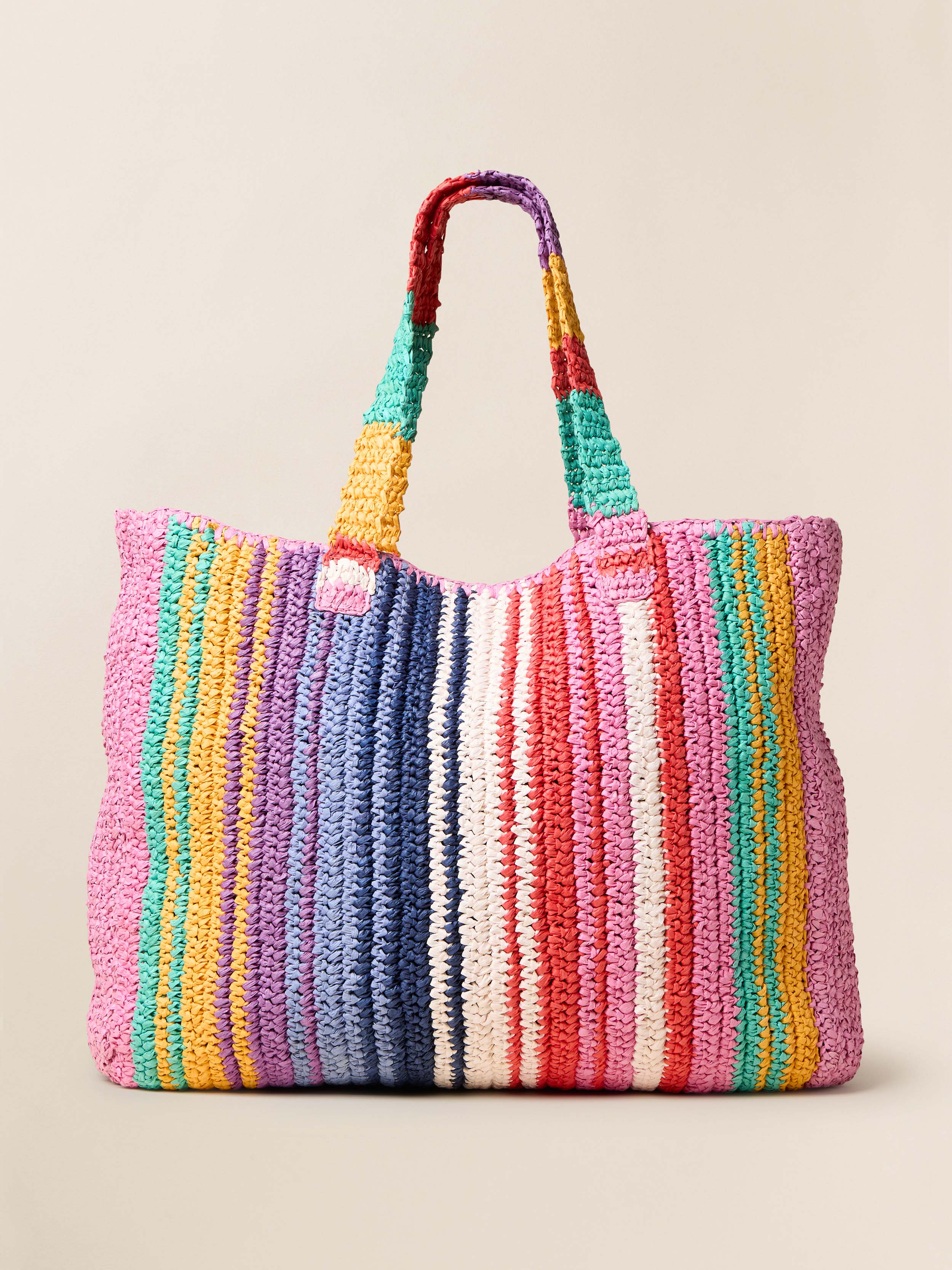 Straw Striped Beach Tote - Rainbow Stripe | Faherty Brand