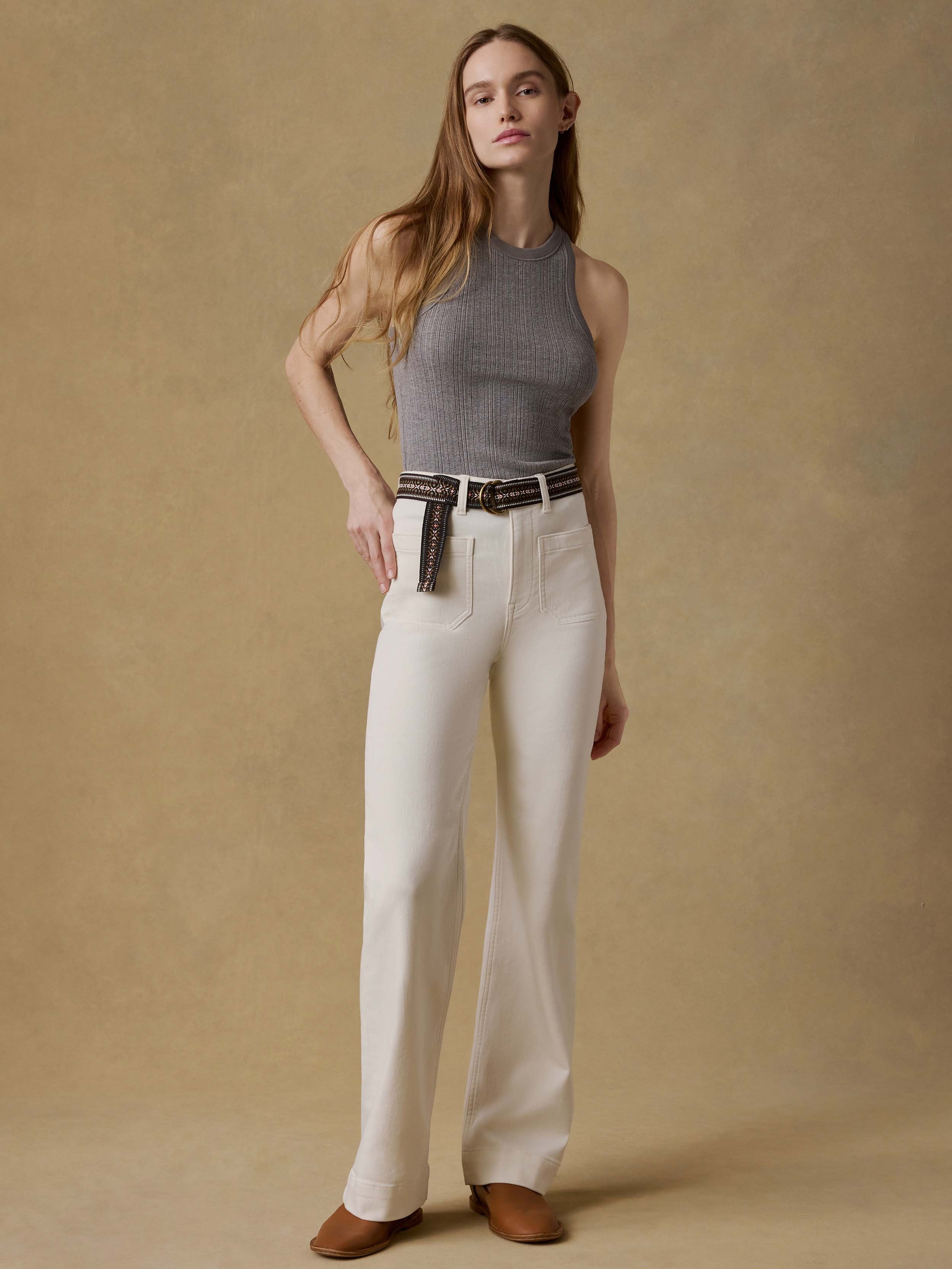 Stretch Terry Patch Pocket Pant - Egret | Faherty Brand