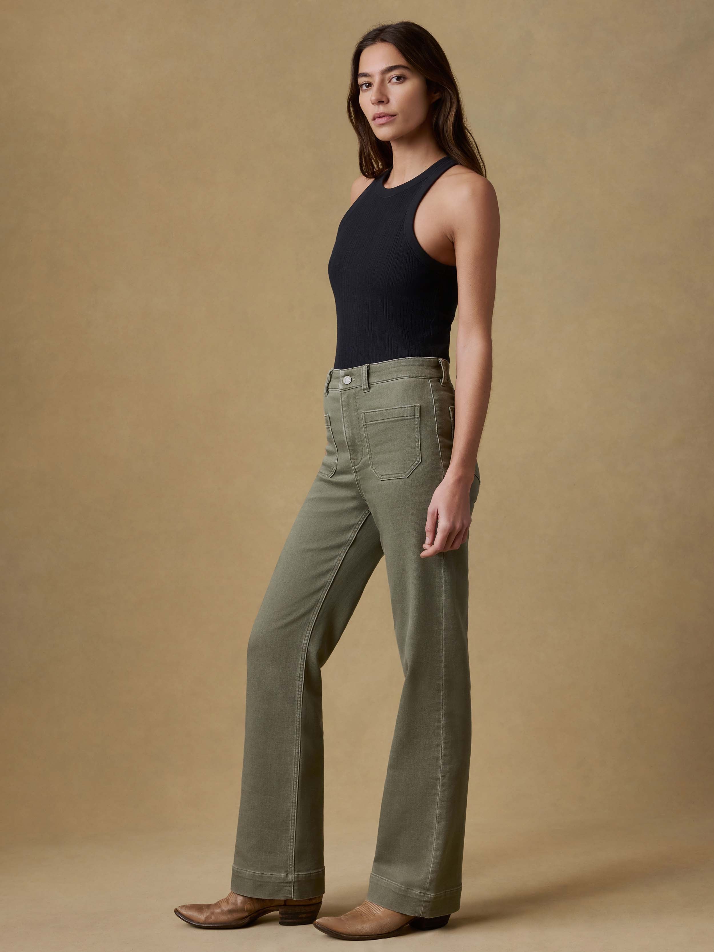 Stretch Terry Patch Pocket Pant - Island Olive | Faherty Brand