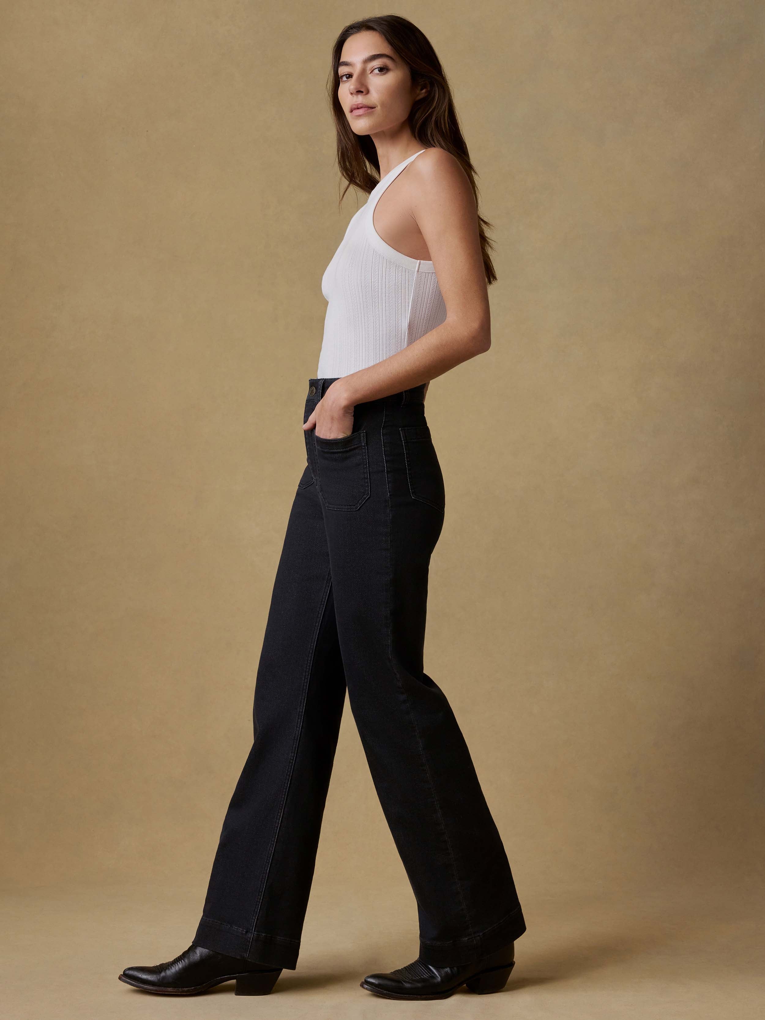 Stretch Terry Patch Pocket Pant - Onyx Black | Faherty Brand