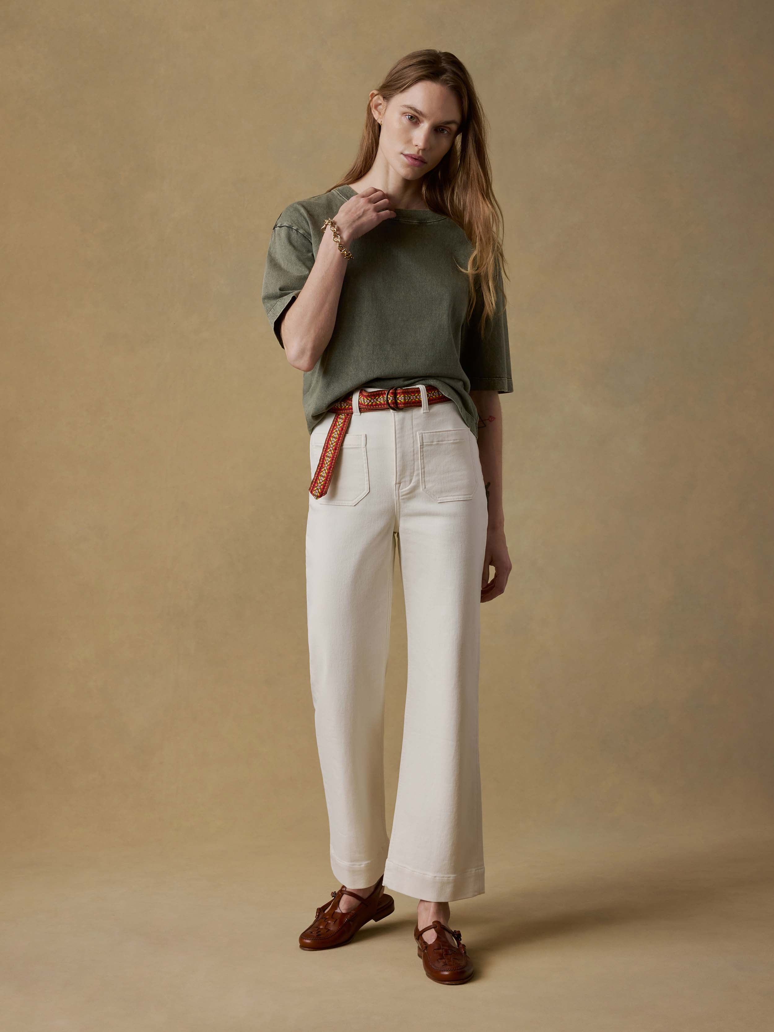 Stretch Terry Patch Pocket Ankle Pant - Egret | Faherty Brand