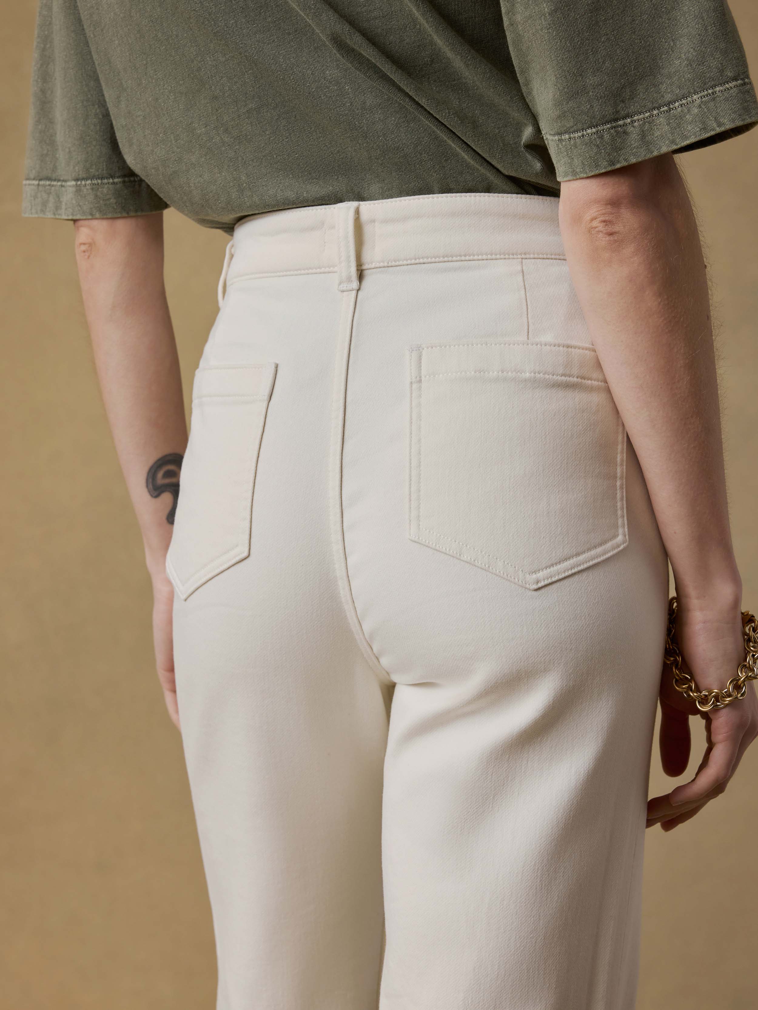 Stretch Terry Patch Pocket Ankle Pant - Egret | Faherty Brand