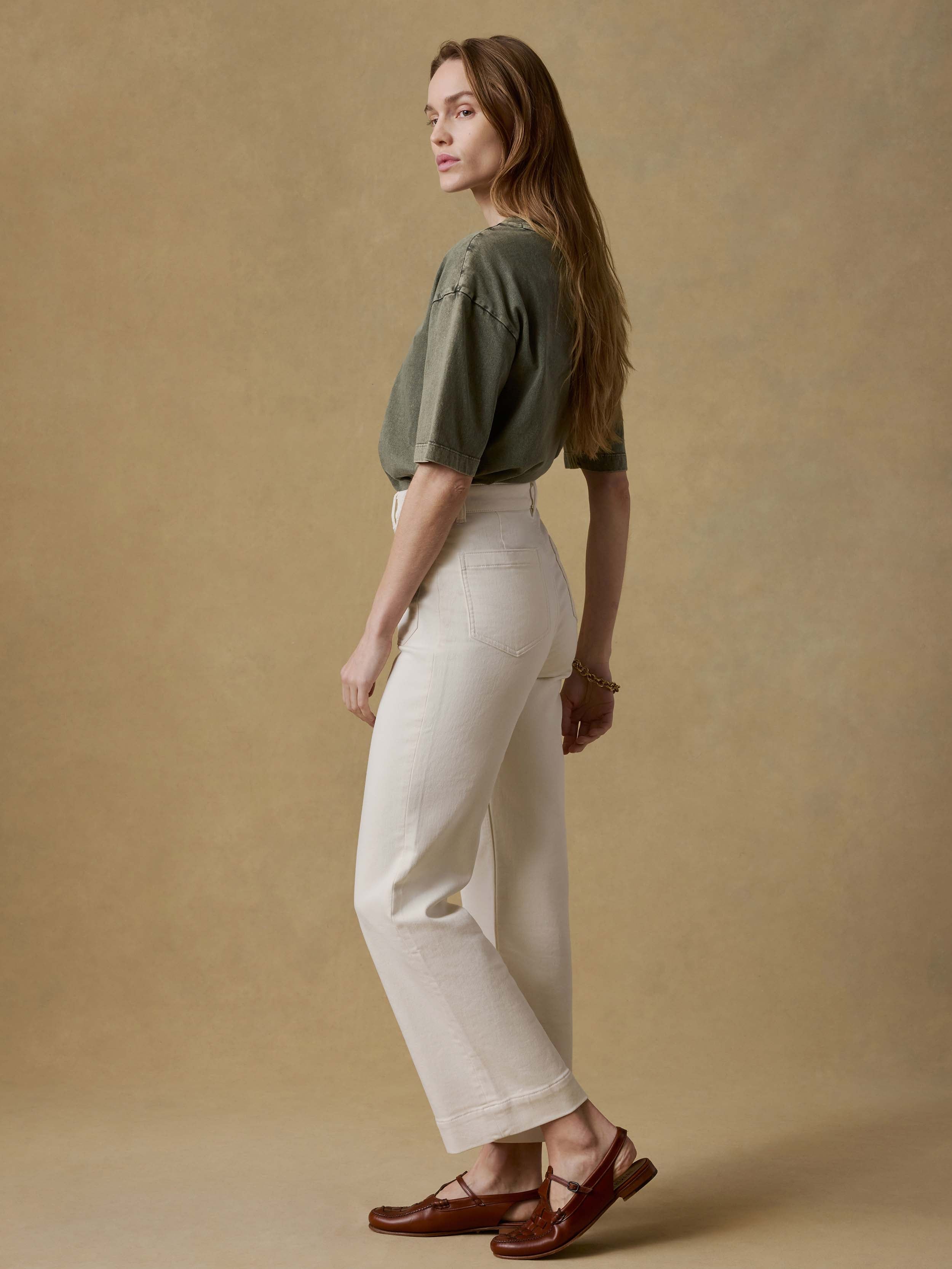 Stretch Terry Patch Pocket Ankle Pant - Egret | Faherty Brand
