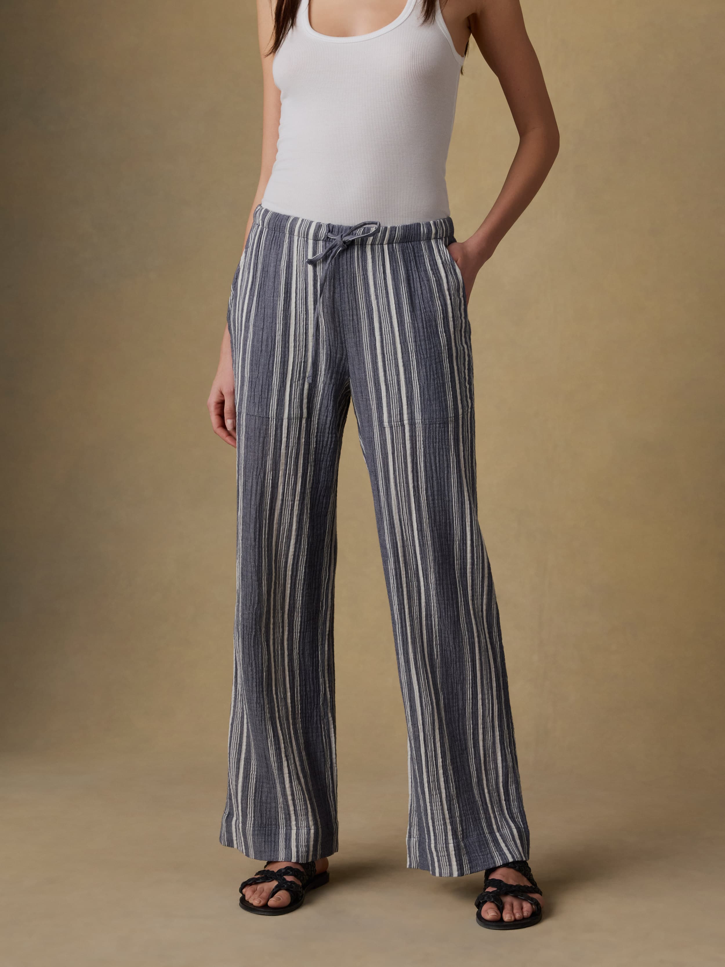 Laidback Gauze Pant - Sea Breeze Stripe | Faherty Brand