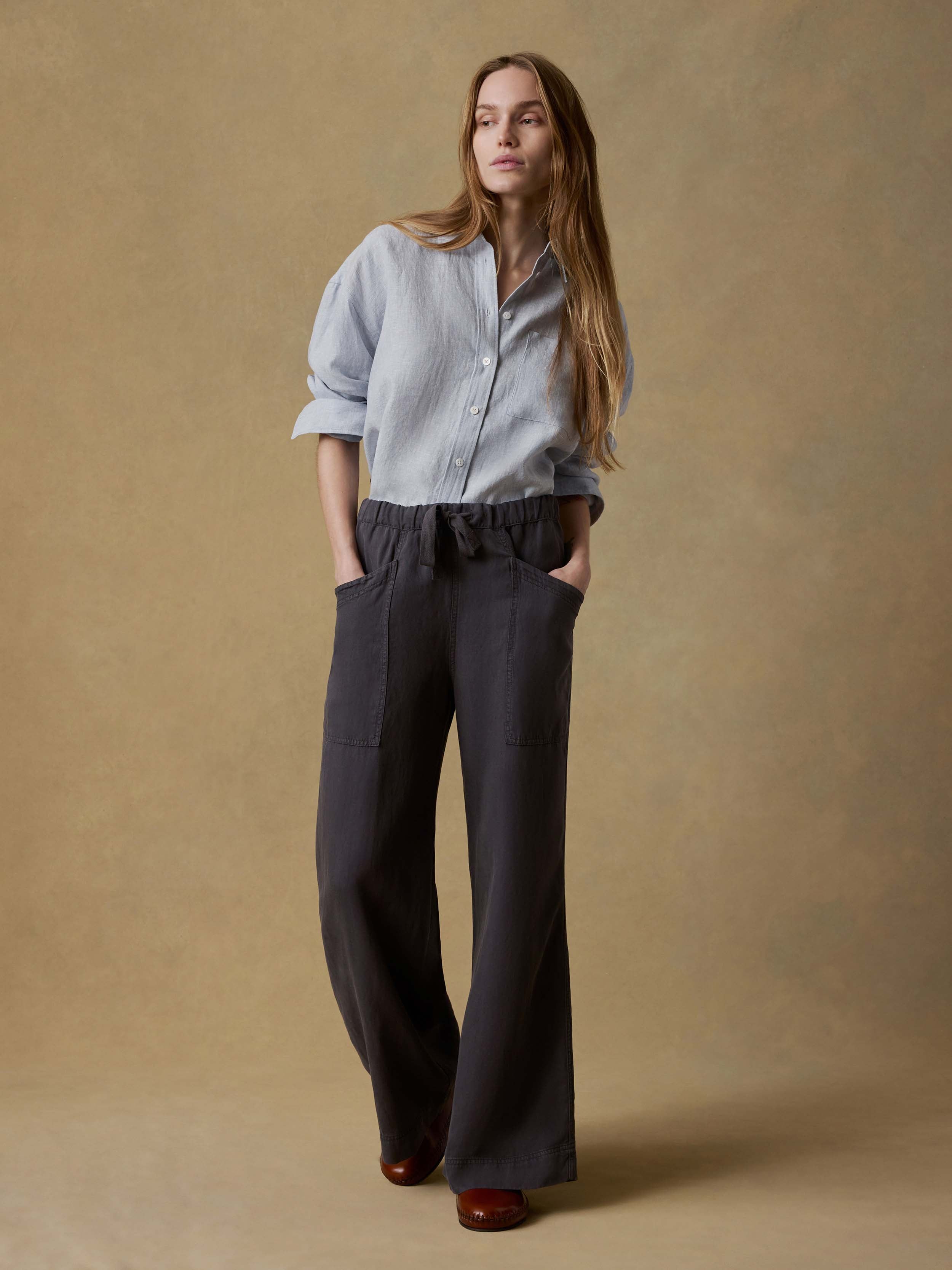 Topanga Drape Pant - Washed Black | Faherty Brand