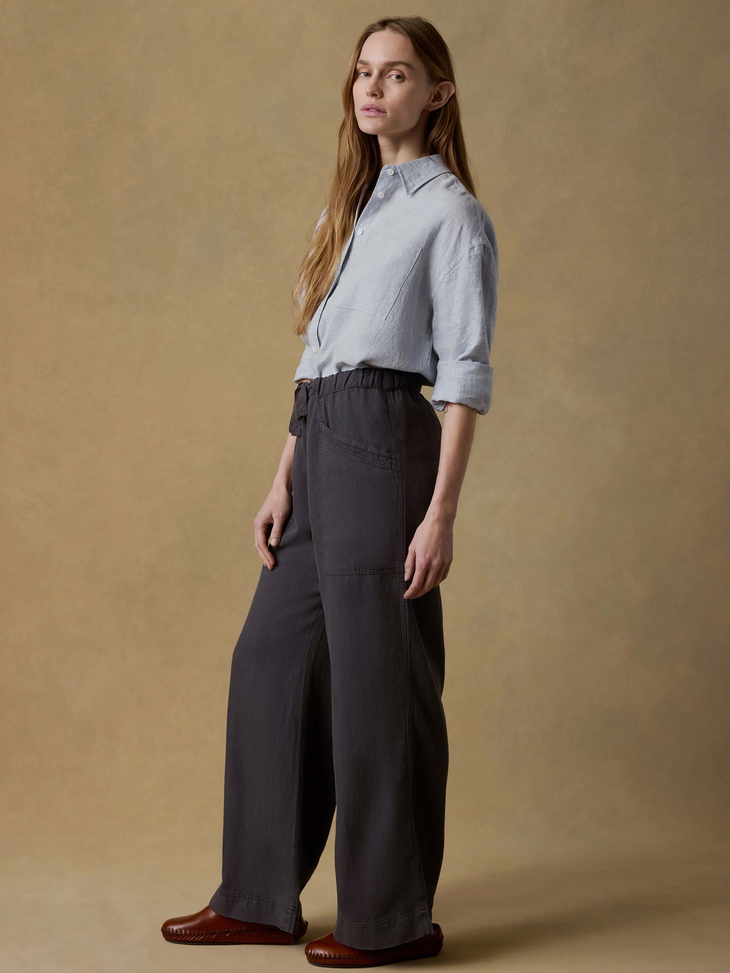 Topanga Drape Pant - Washed Black | Faherty Brand