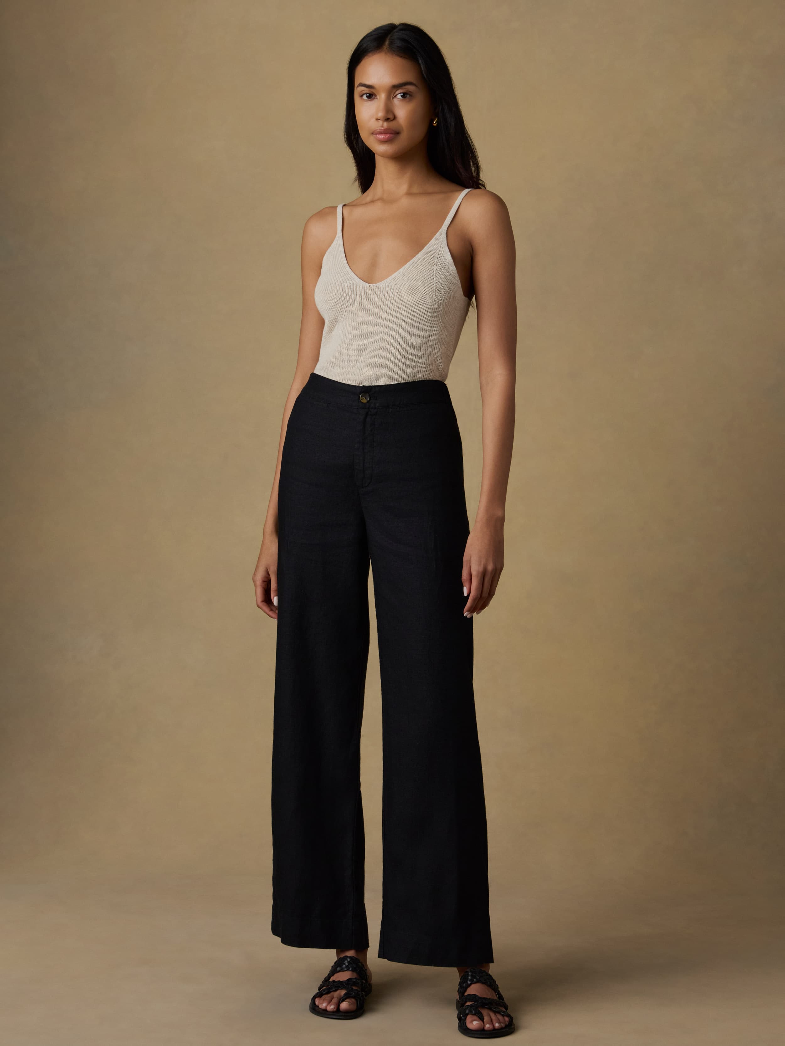 Sun Strider Linen Pant - Black | Faherty Brand