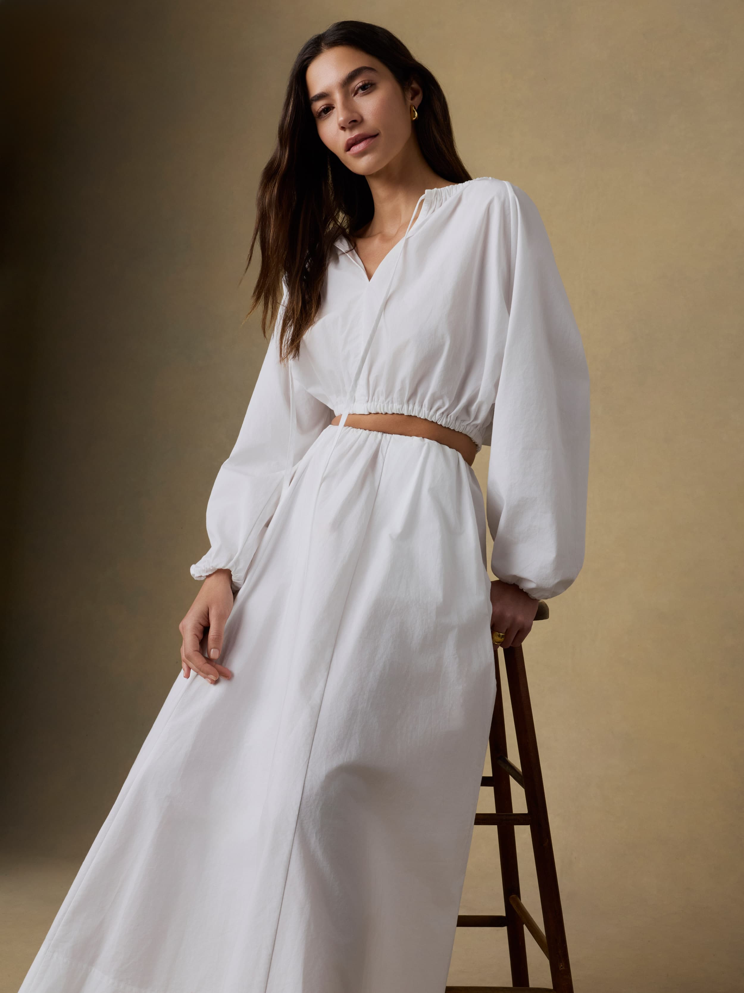 Coastal Poplin Nera Skirt - White | Faherty Brand