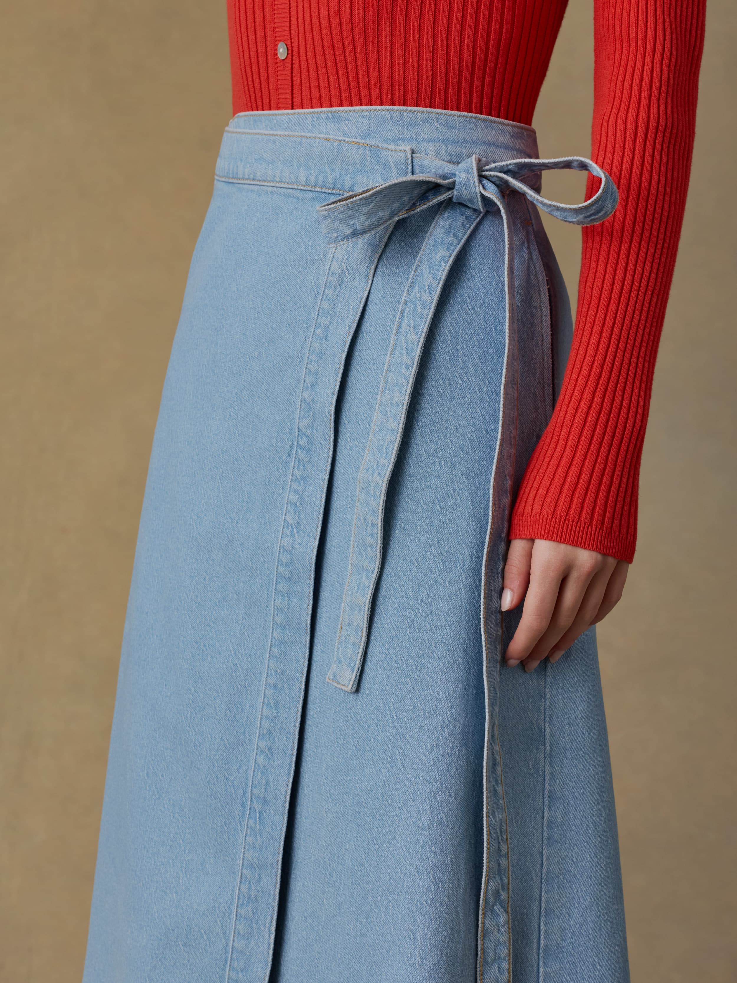 Solstice Denim Wrap Skirt - Bay Drift Wash | Faherty Brand