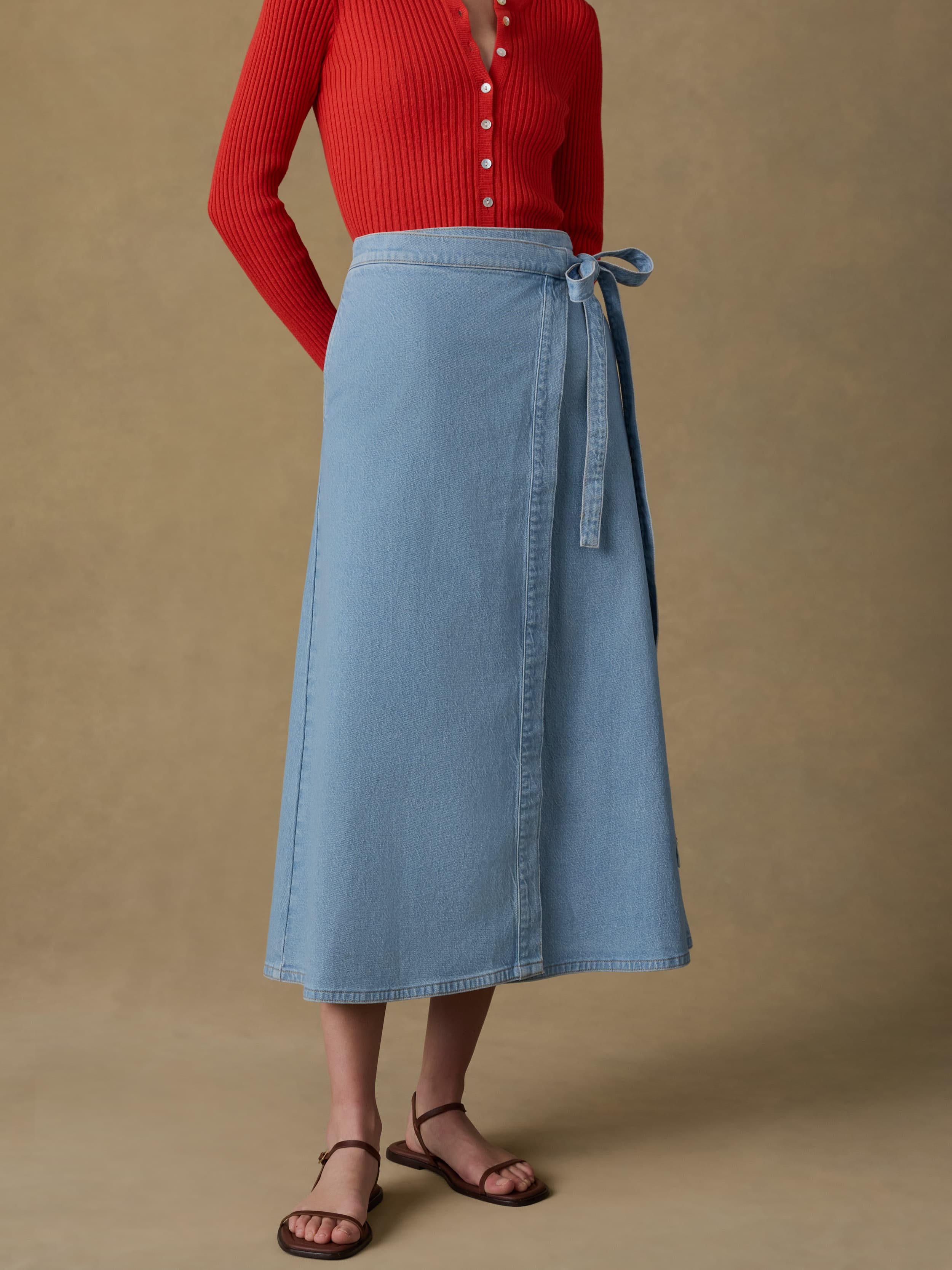 Solstice Denim Wrap Skirt - Bay Drift Wash | Faherty Brand