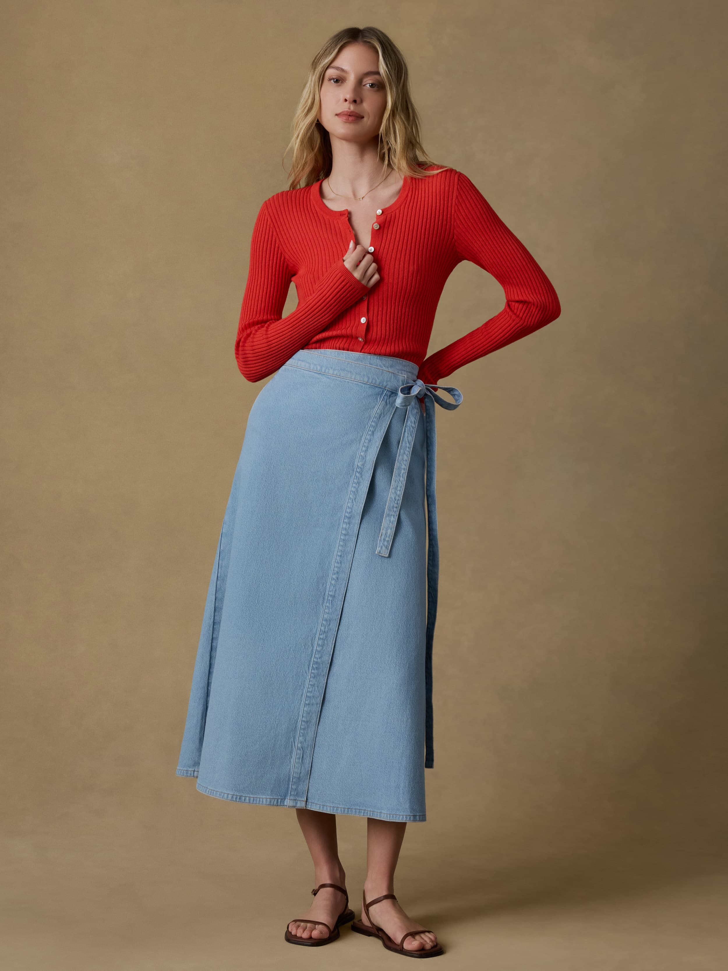 Solstice Denim Wrap Skirt - Bay Drift Wash | Faherty Brand