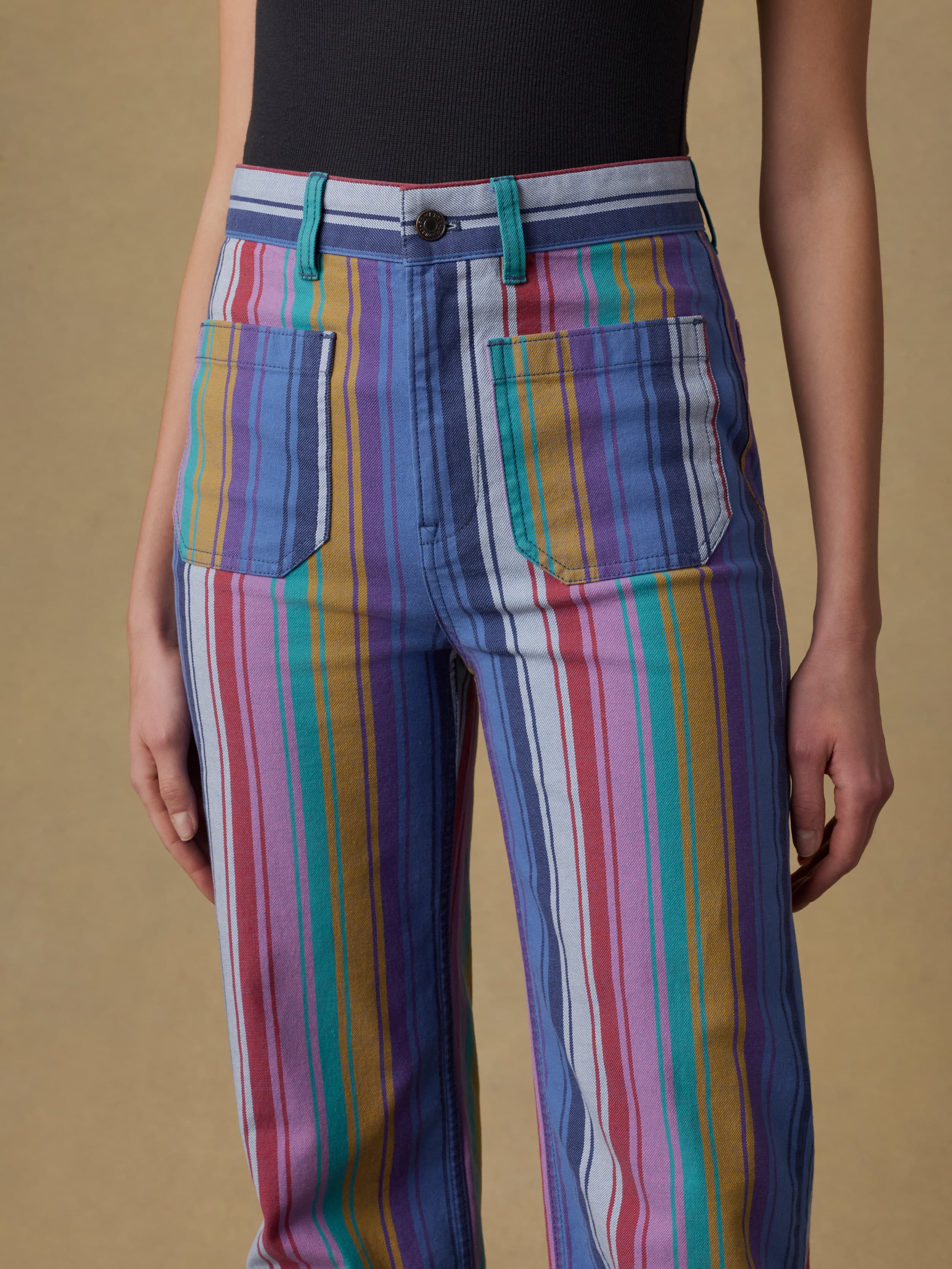 Sunset Denim Patch Pocket Pant - Painted Row Stripe | Faherty Brand
