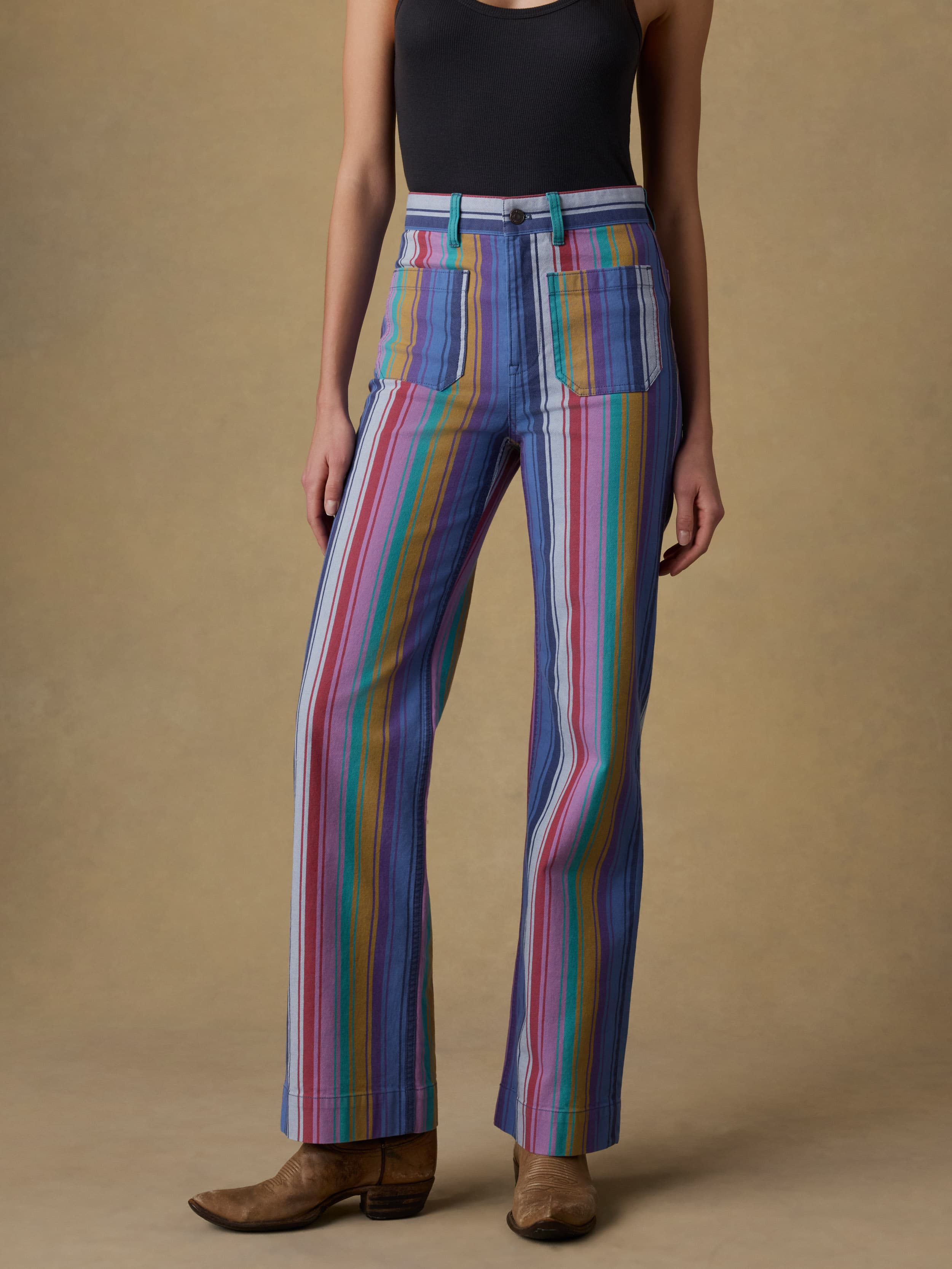 Sunset Denim Patch Pocket Pant - Painted Row Stripe | Faherty Brand