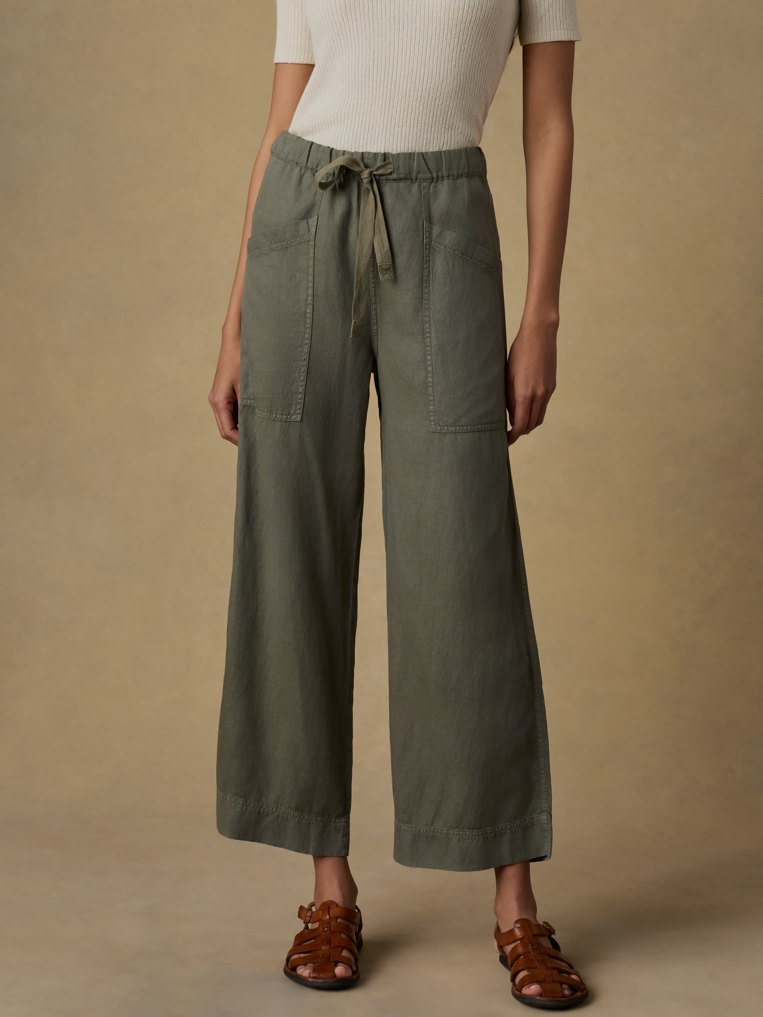 Topanga Drape Ankle Pant - Thyme | Faherty Brand