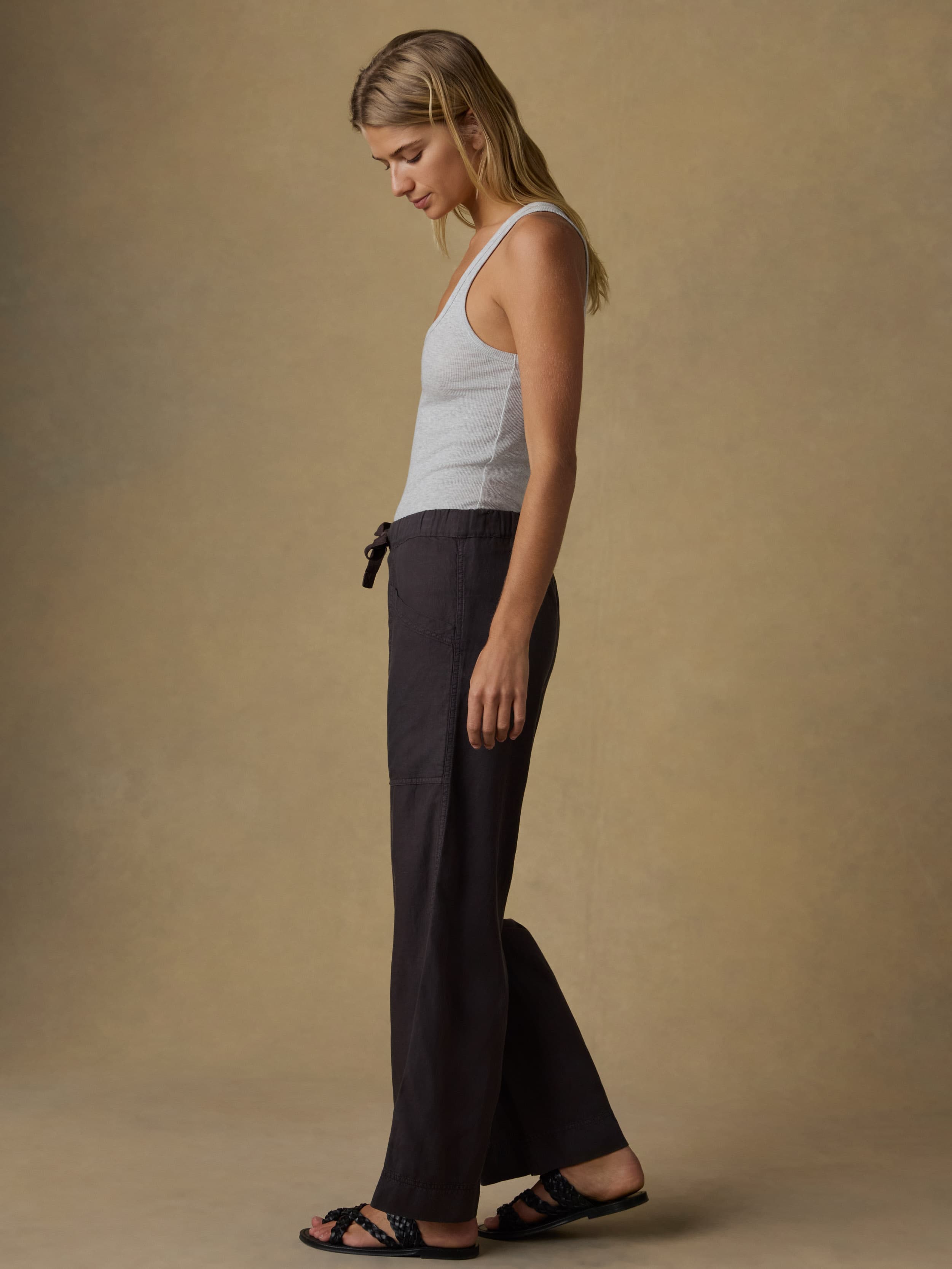 Topanga Drape Ankle Pant - Washed Black | Faherty Brand