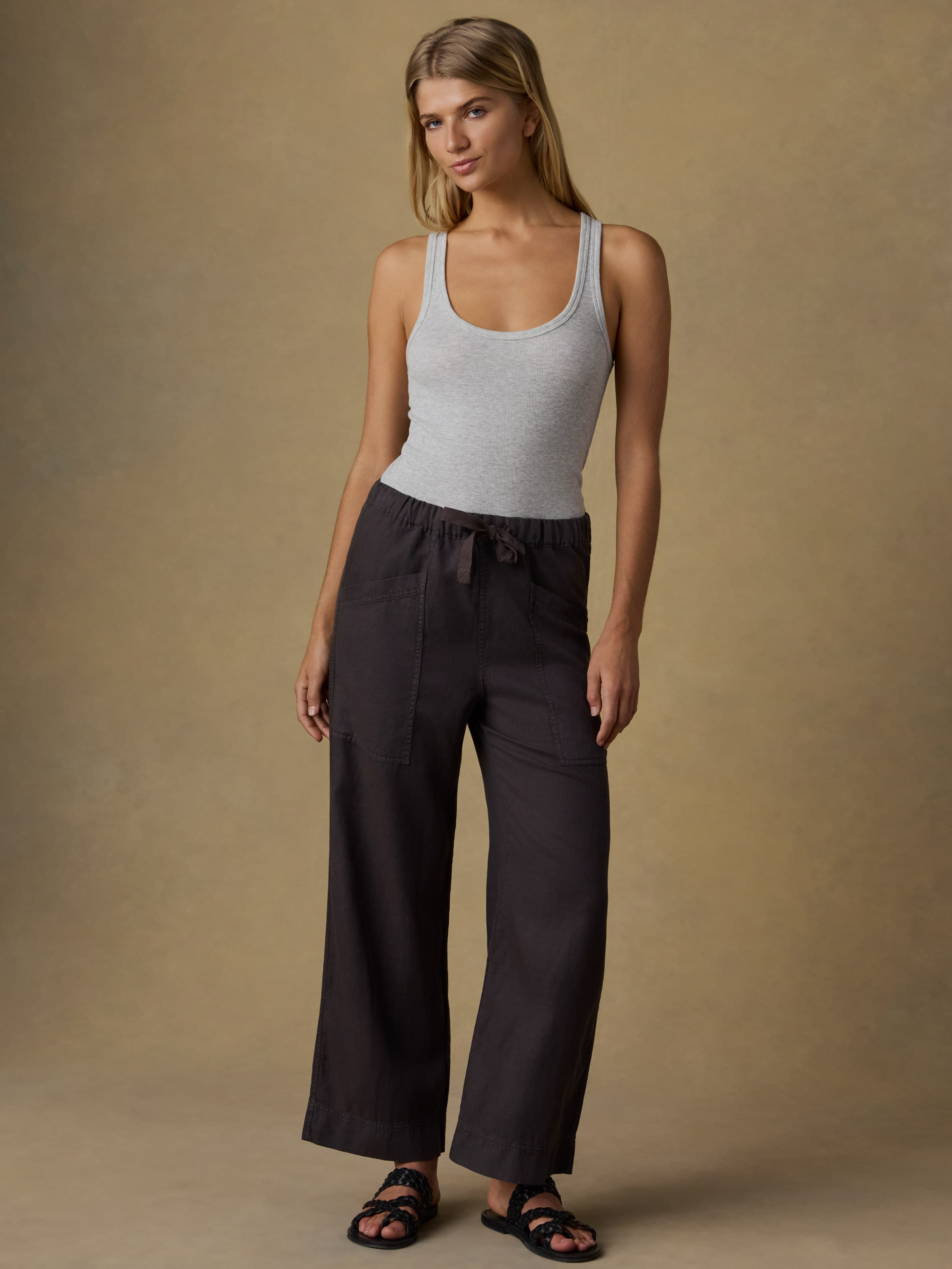 Topanga Drape Ankle Pant - Washed Black | Faherty Brand