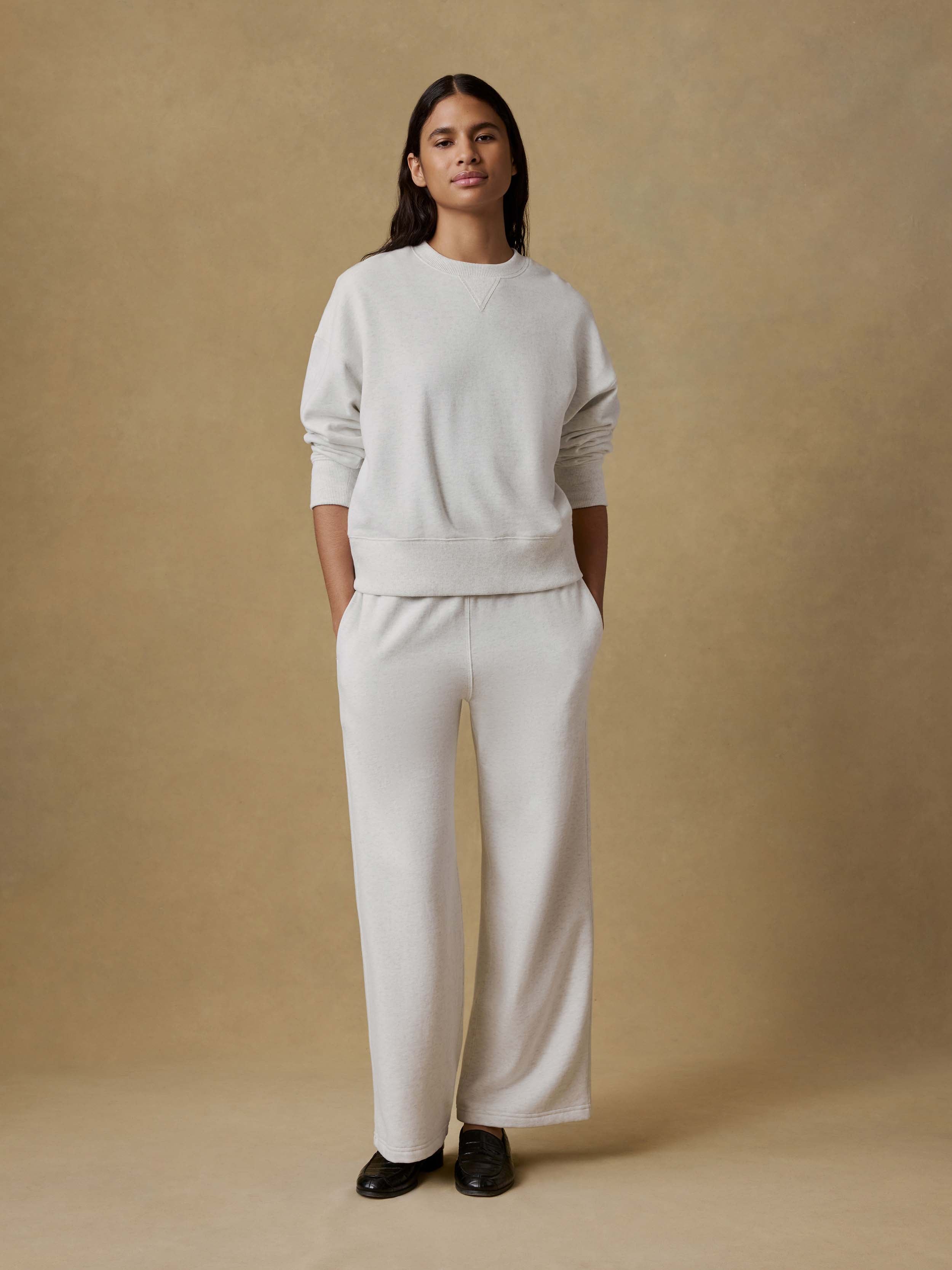 High Standard Fleece Wide Leg Sweatpant - Ice Grey Heather | Faherty Brand
