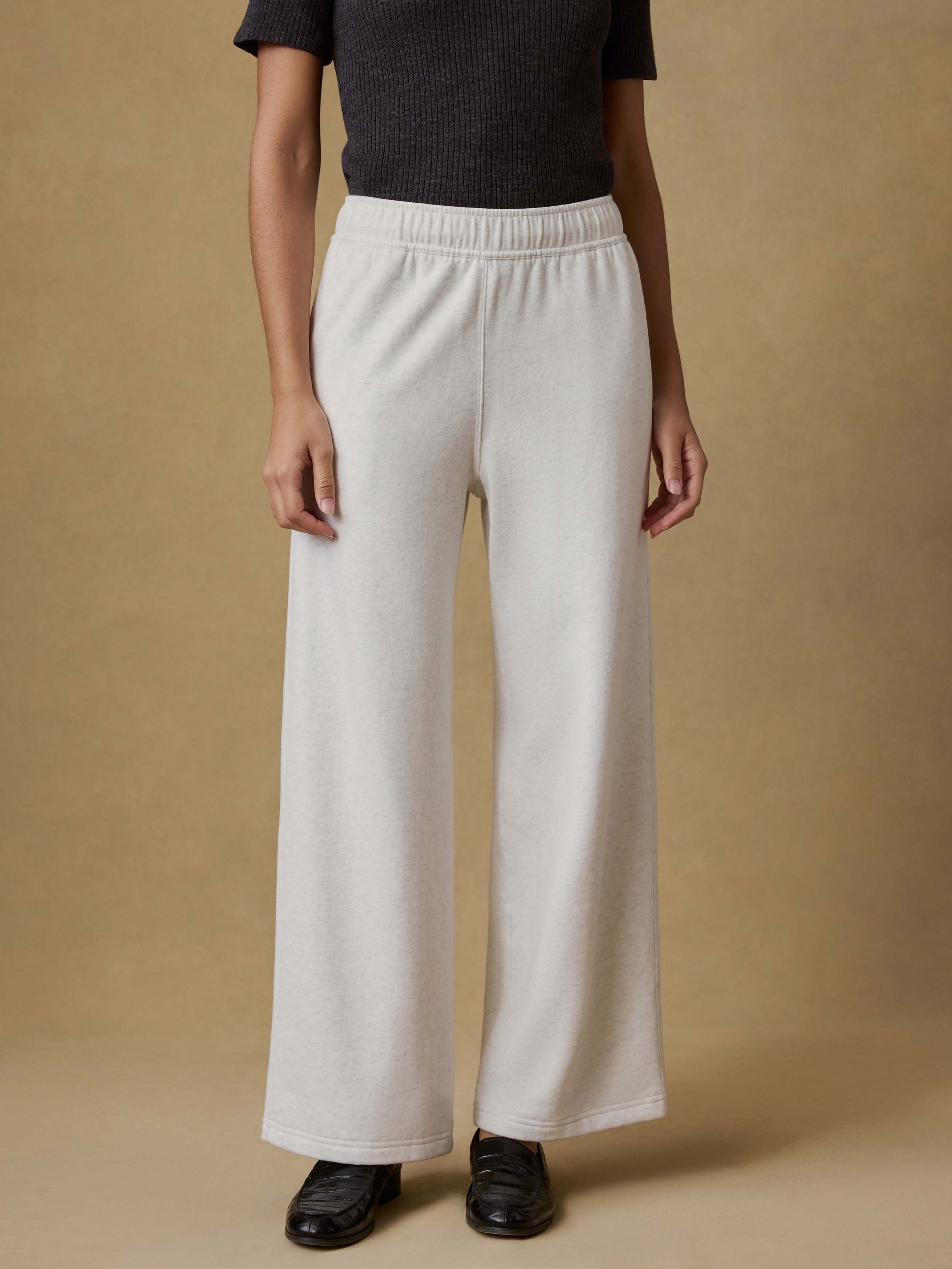 High Standard Fleece Wide Leg Sweatpant - Ice Grey Heather | Faherty Brand