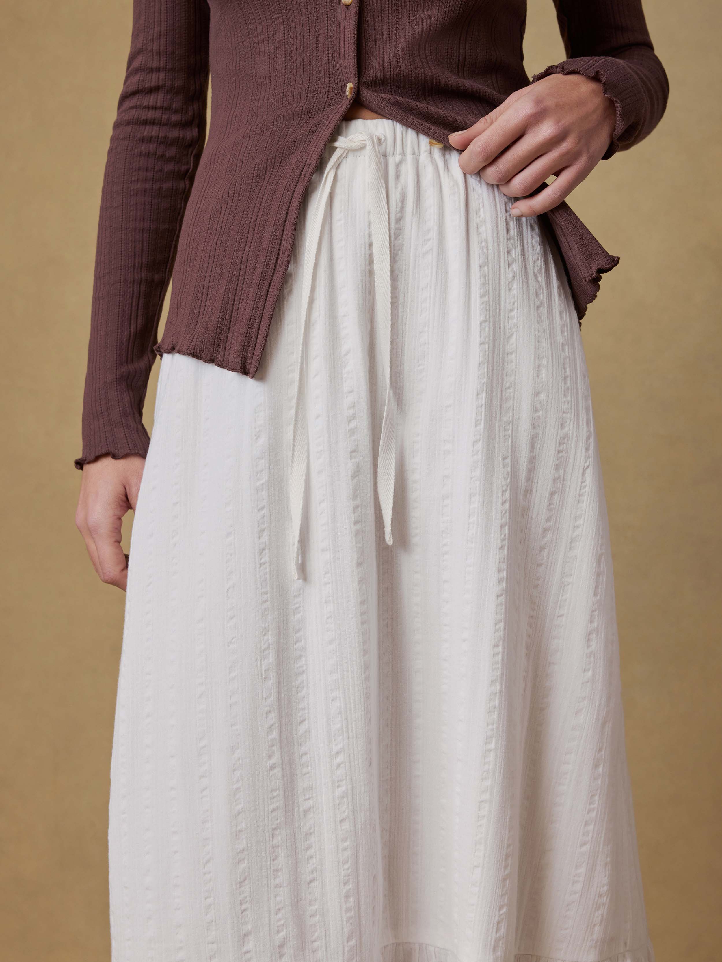 Dune Cotton Gauze Rees Skirt - White | Faherty Brand