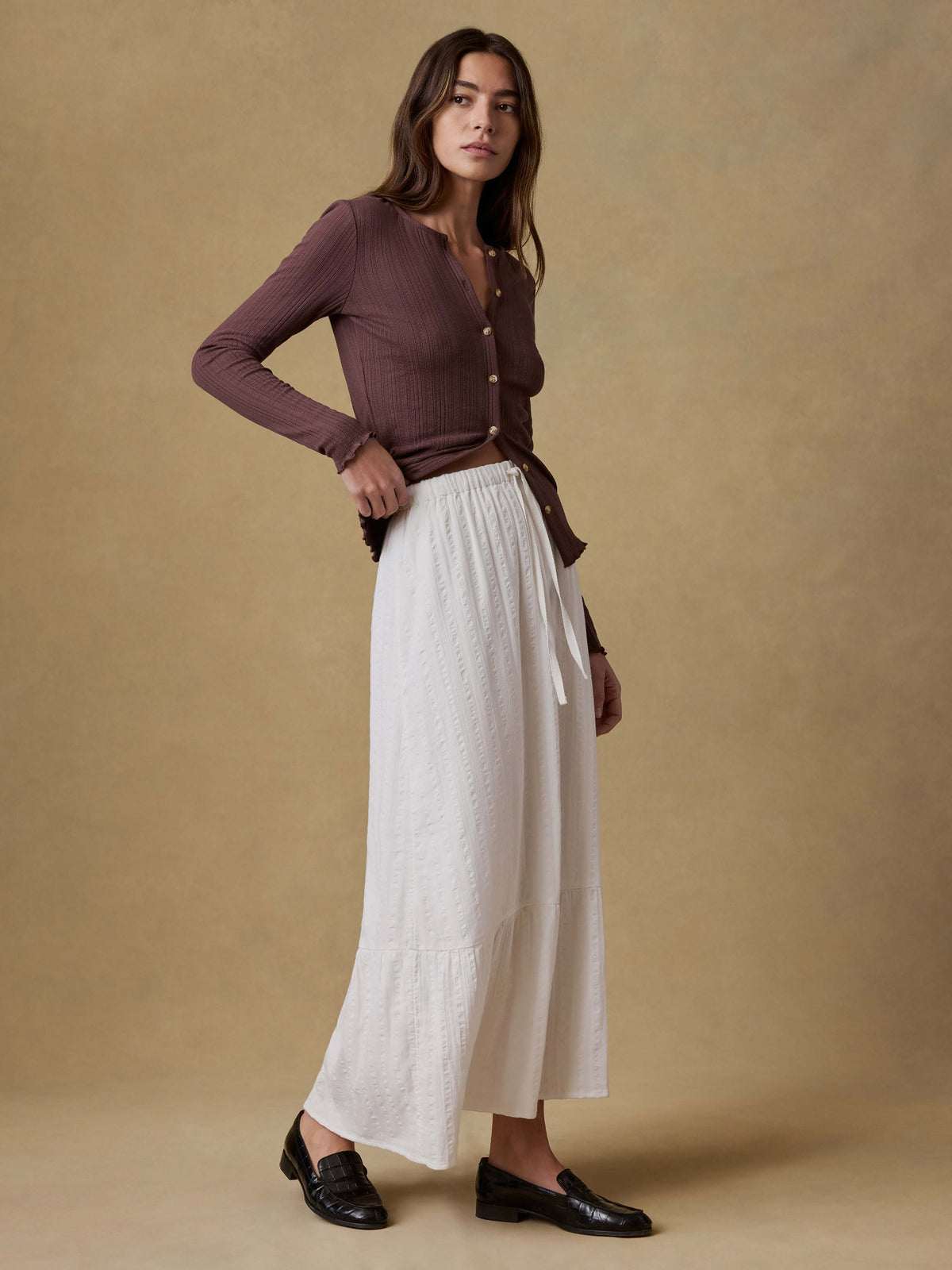  | Dune Cotton Gauze Rees Skirt - White | Faherty Brand, image 2 of 4