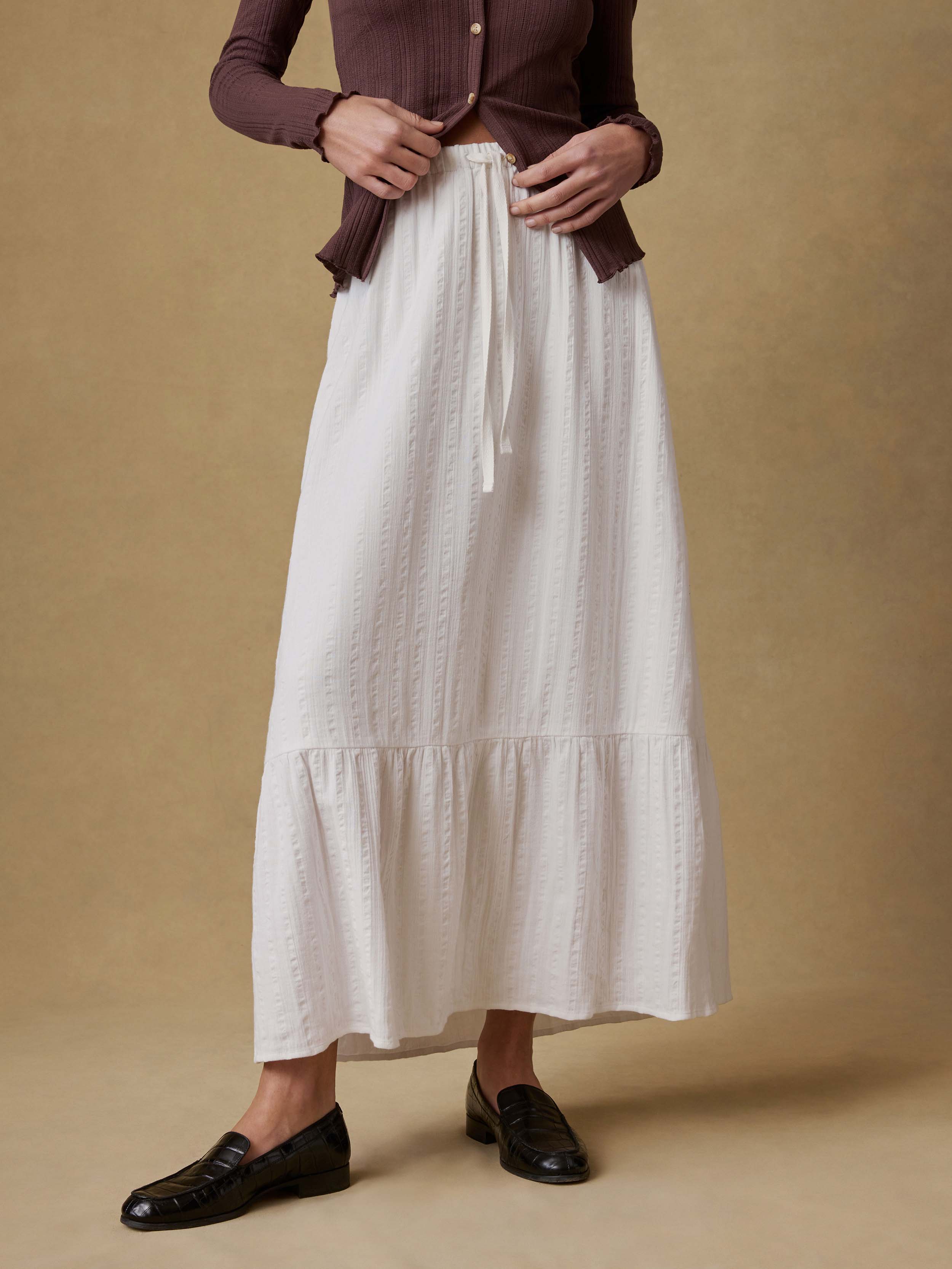Dune Cotton Gauze Rees Skirt - White | Faherty Brand