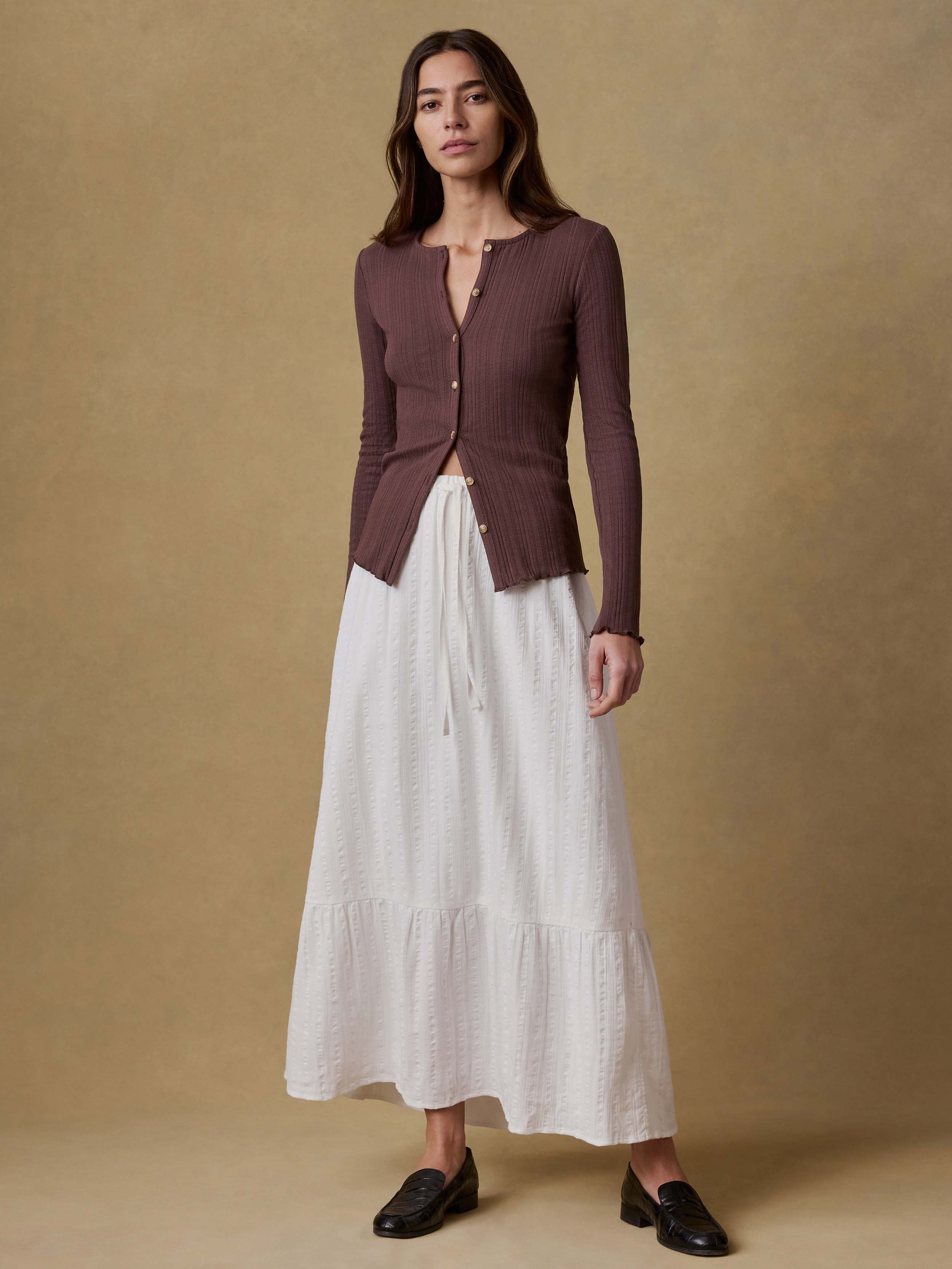 Dune Cotton Gauze Rees Skirt - White | Faherty Brand