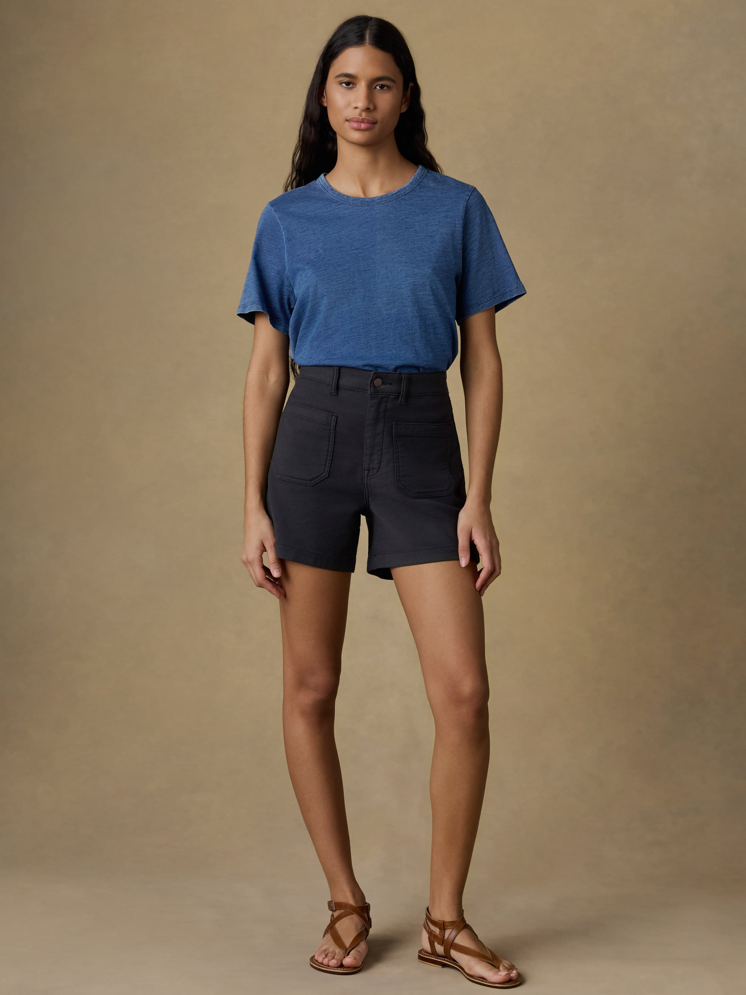 Stretch Terry Patch Pocket Short - Onyx Black | Faherty Brand