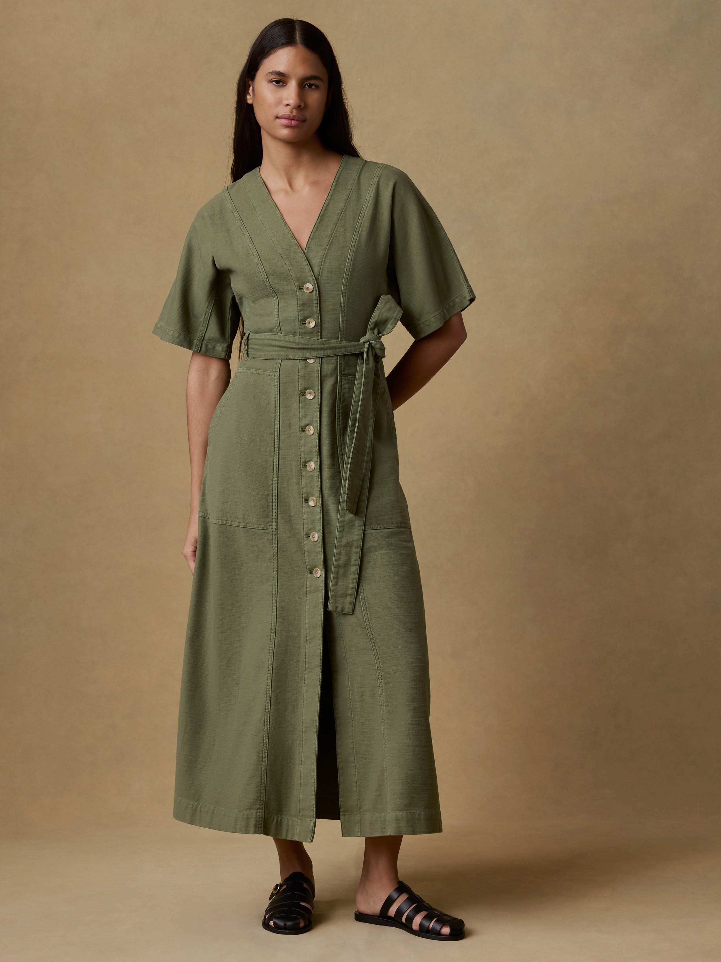 Soft Stretch Camille Dress - Moss | Faherty Brand