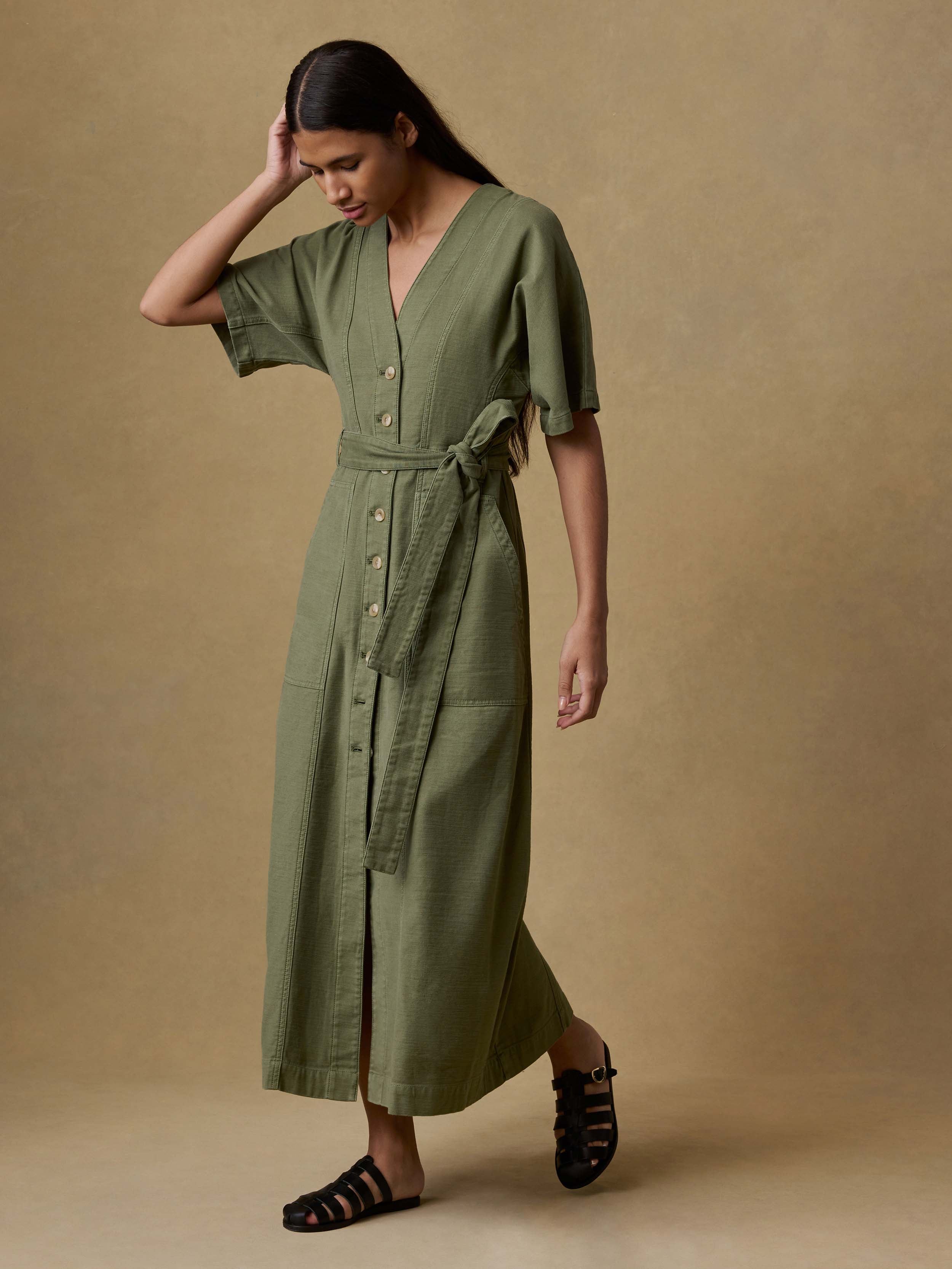 Soft Stretch Camille Dress - Moss | Faherty Brand