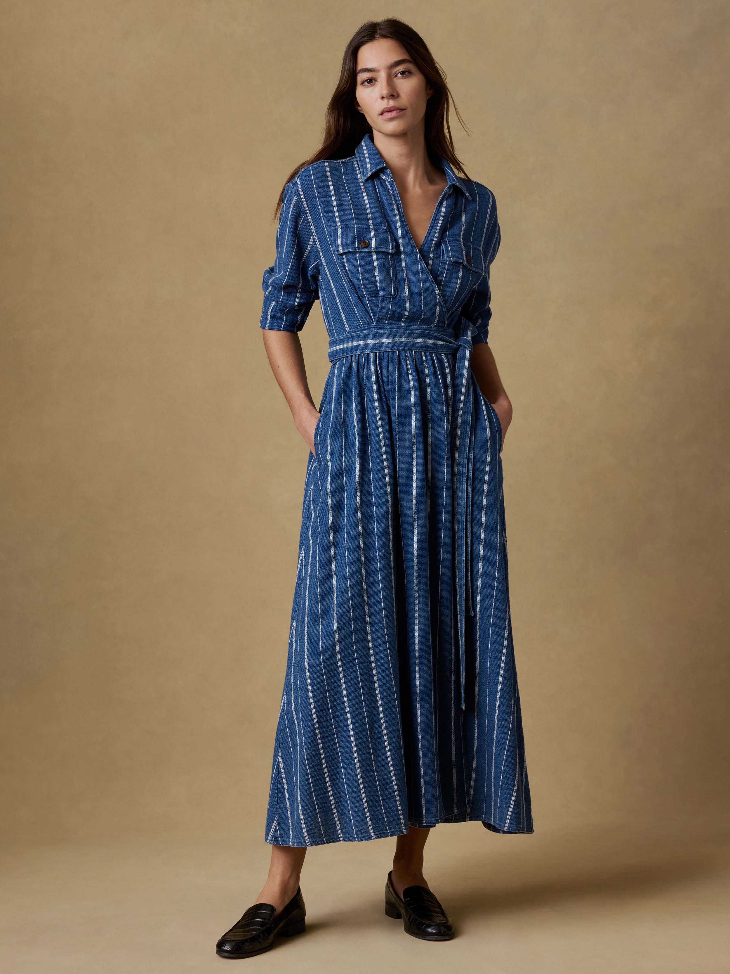 Island Tide Julia Wrap Dress - Indigo Drift Stripe | Faherty Brand