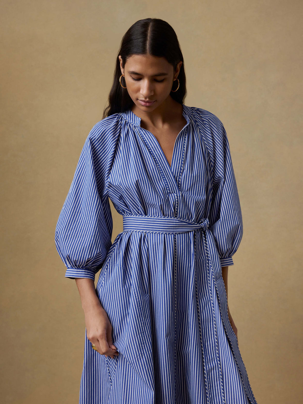  | Coastal Poplin Kaia Dress - Endless Coast Stripe | Faherty Brand, image 6 of 6