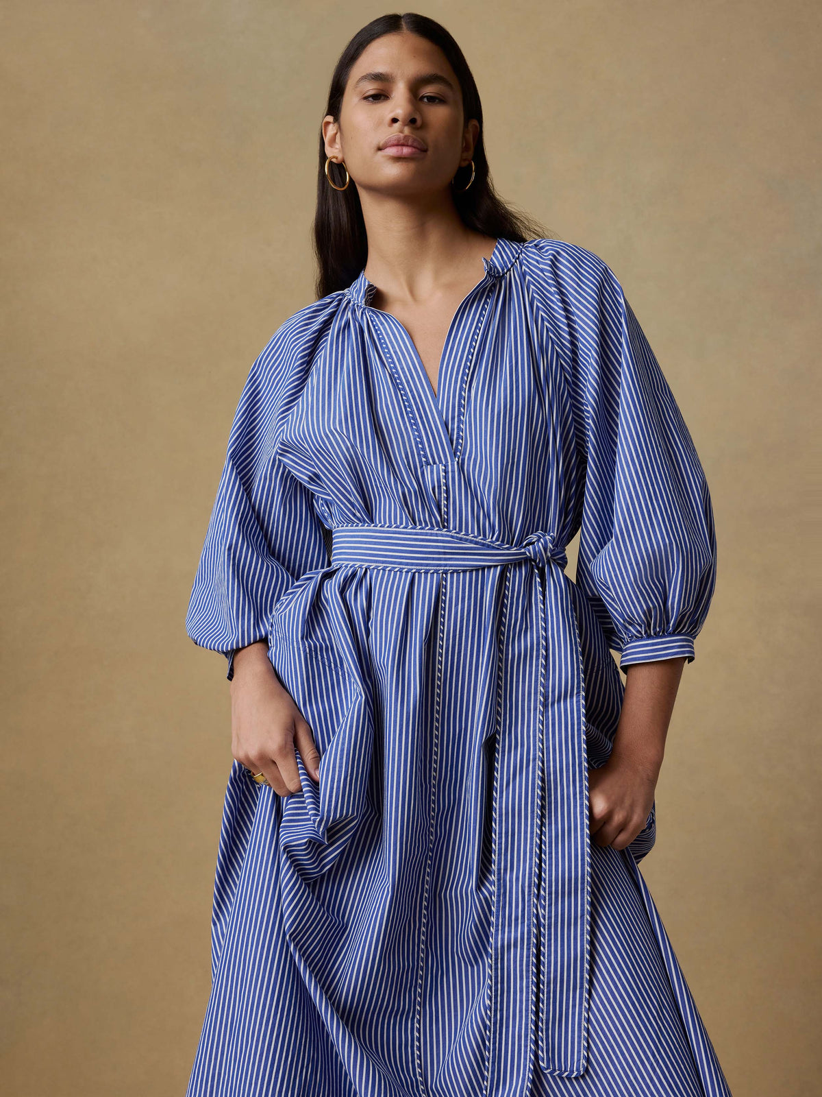  | Coastal Poplin Kaia Dress - Endless Coast Stripe | Faherty Brand, image 2 of 6