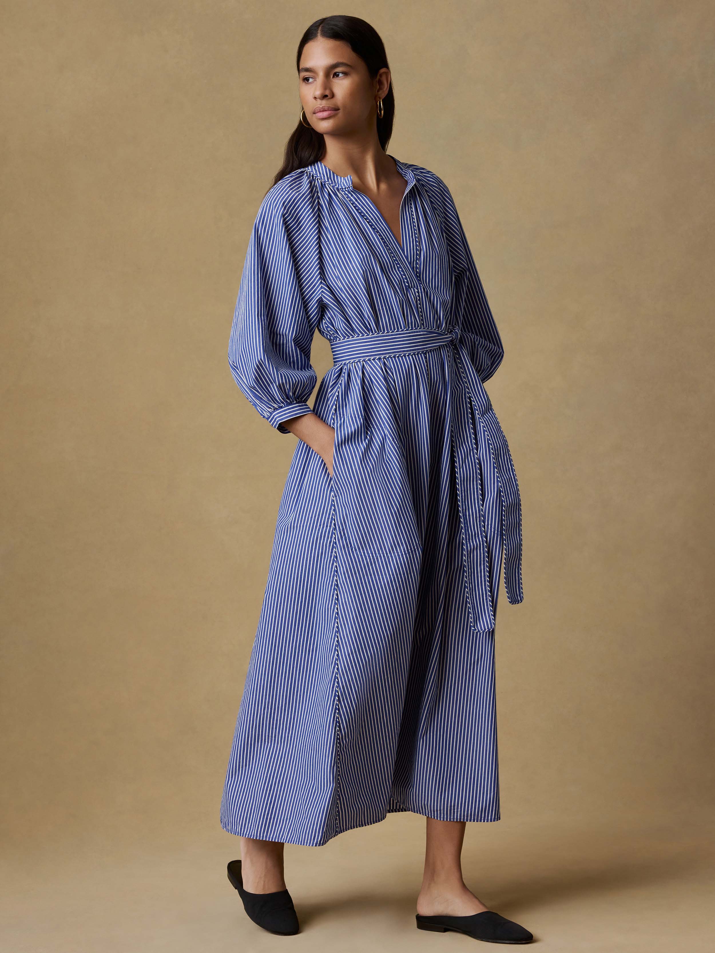 Coastal Poplin Kaia Dress - Endless Coast Stripe | Faherty Brand