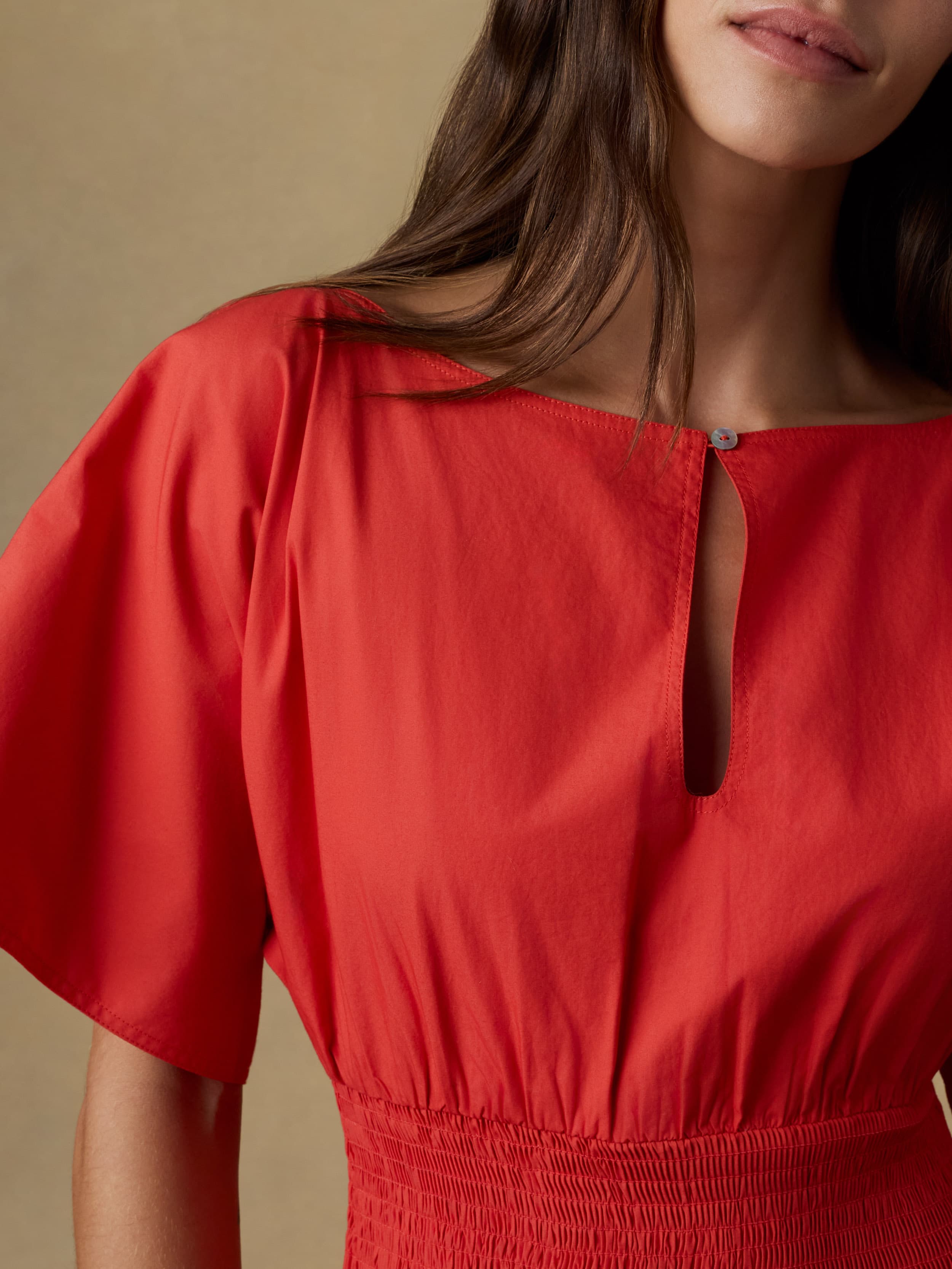 Coastal Poplin Elia Smocked Dress - Poppy Red | Faherty Brand