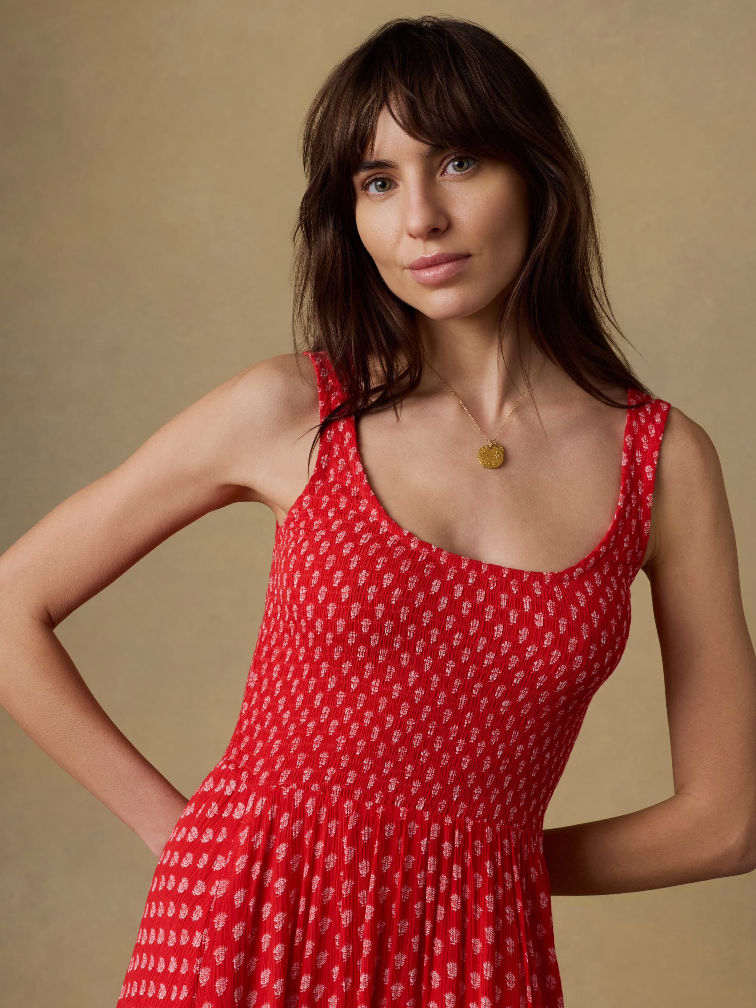 Sophia Smocked Dress - Red Lotus Floral | Faherty Brand