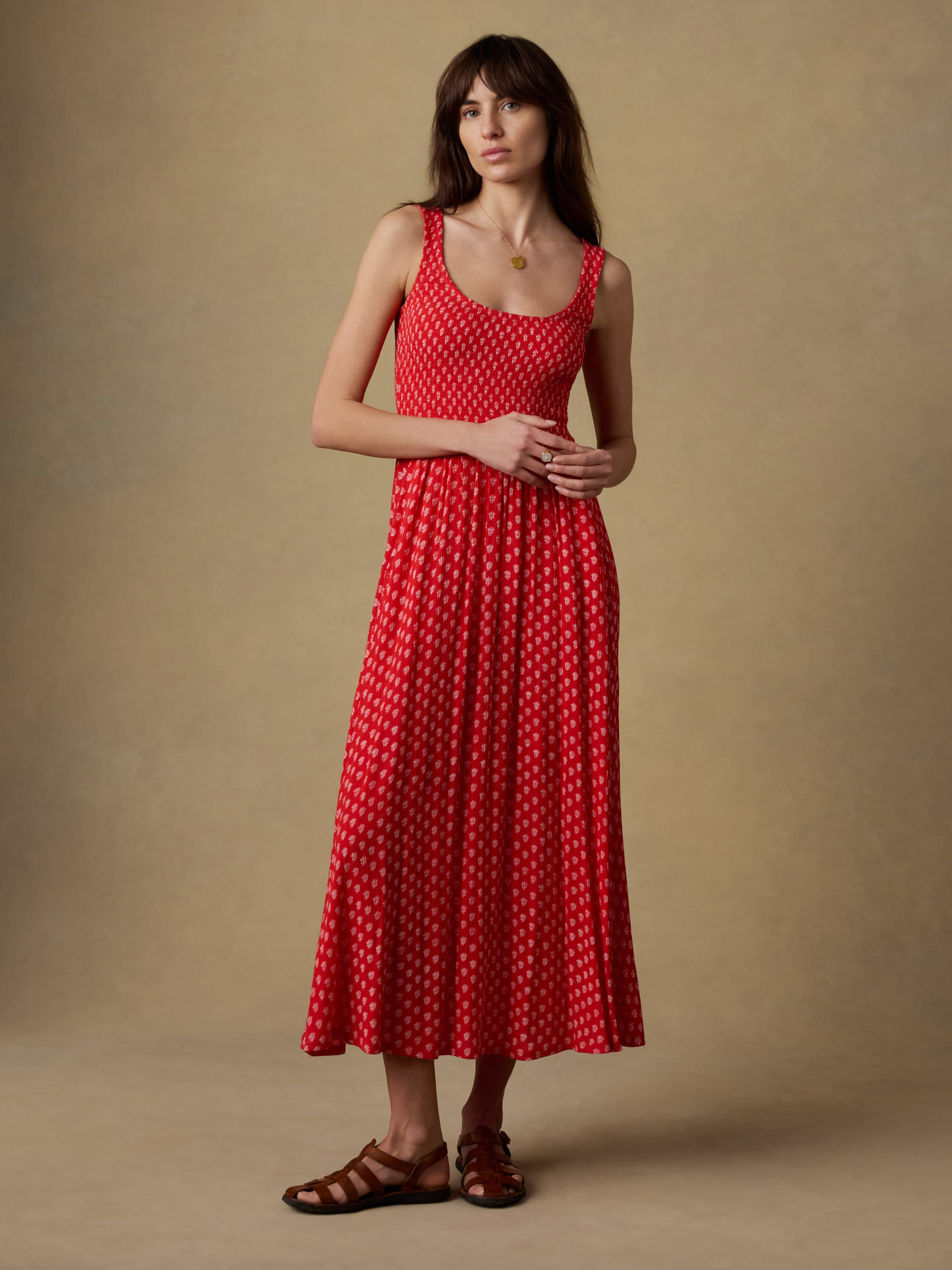 Sophia Smocked Dress - Red Lotus Floral | Faherty Brand