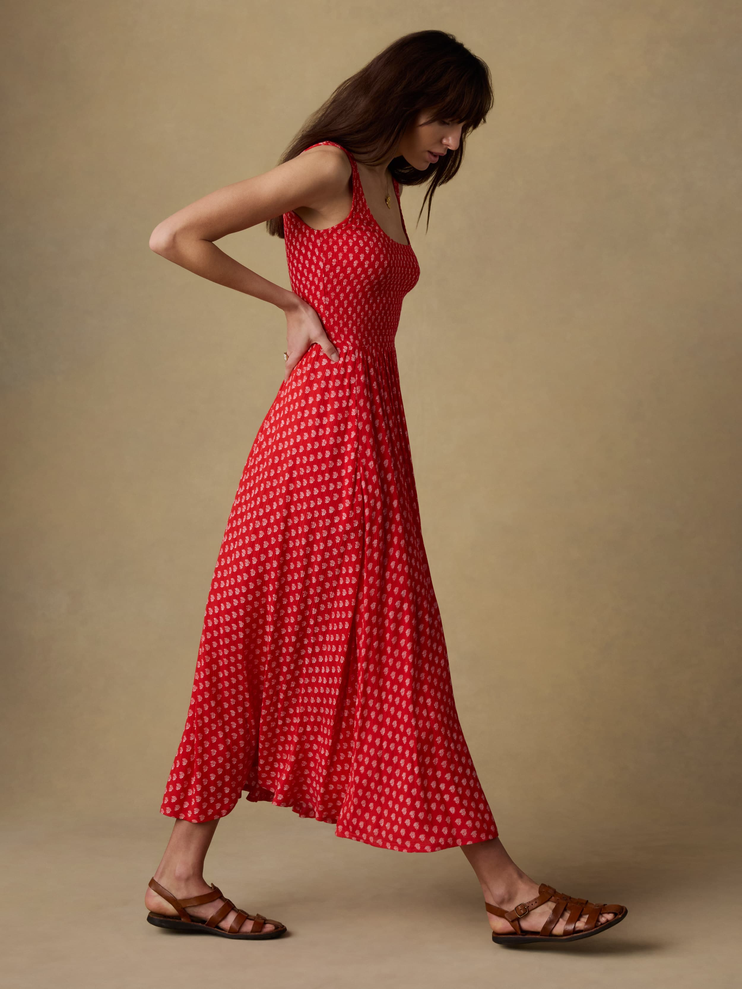 Sophia Smocked Dress - Red Lotus Floral | Faherty Brand