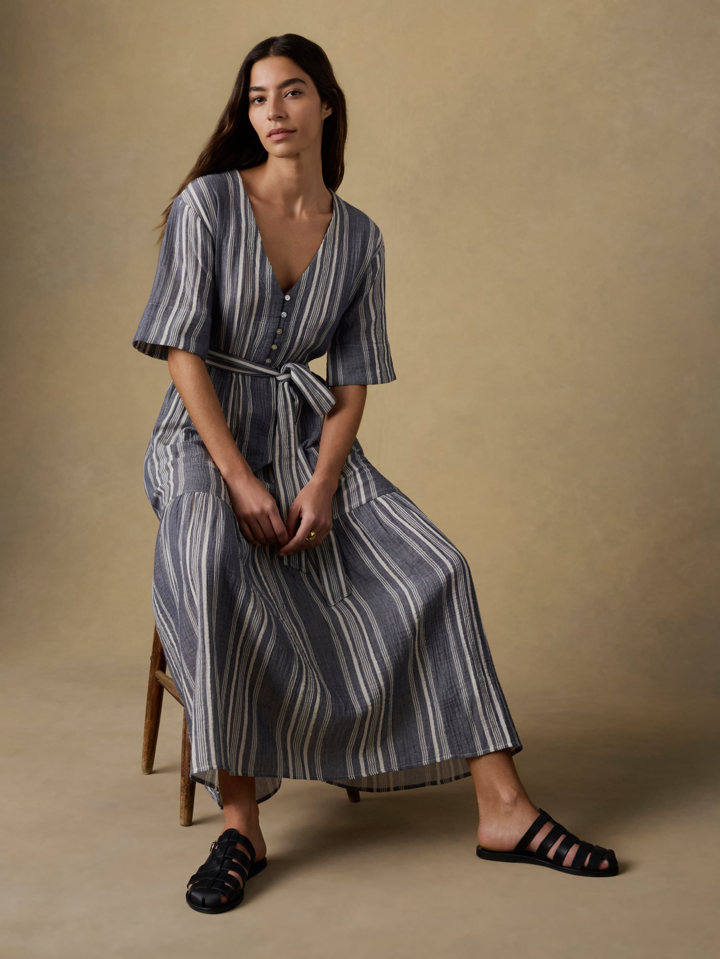 Dune Cotton Gauze Marina Dress - Sea Breeze Stripe | Faherty Brand