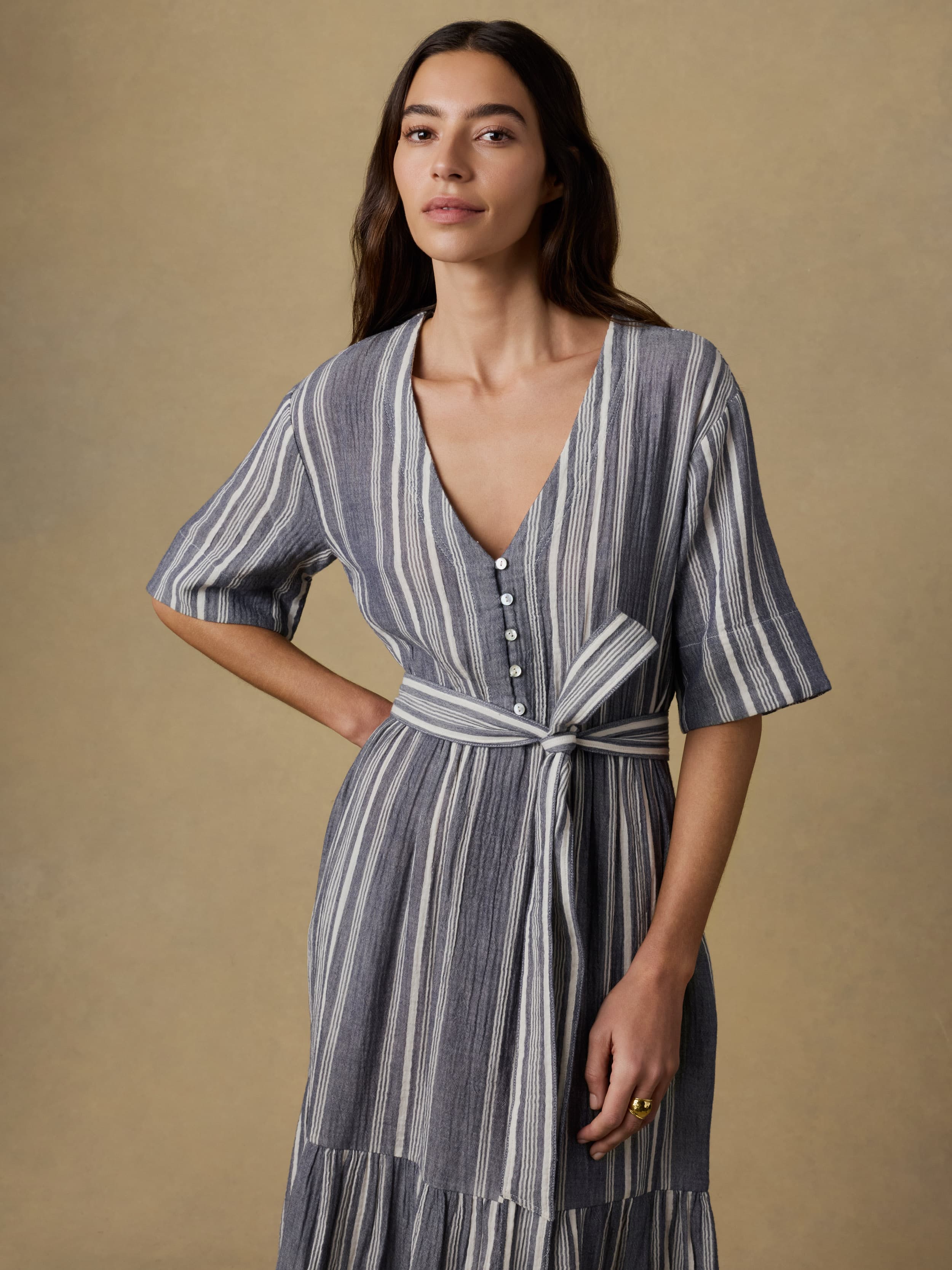 Dune Cotton Gauze Marina Dress - Sea Breeze Stripe | Faherty Brand