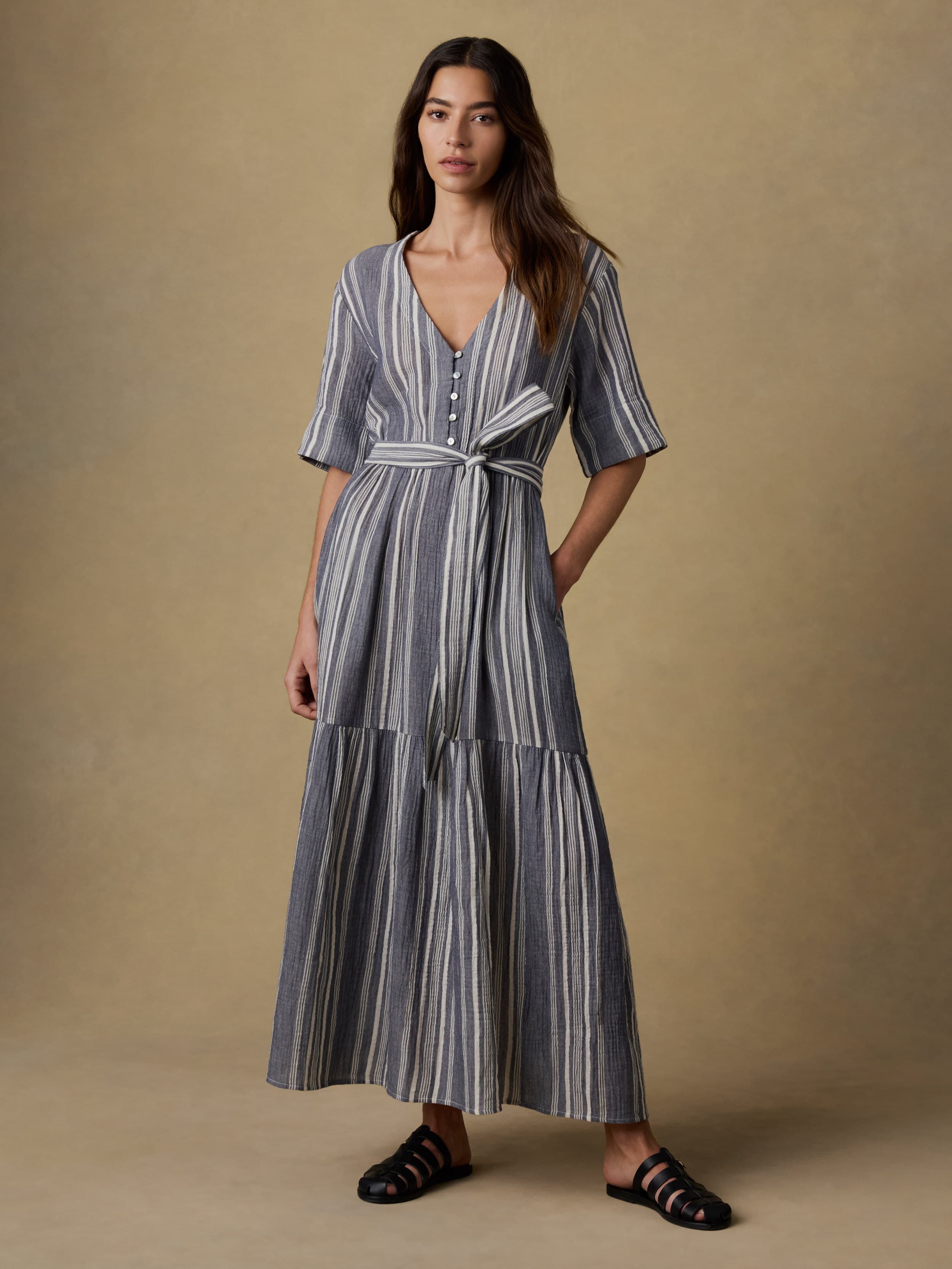Dune Cotton Gauze Marina Dress - Sea Breeze Stripe | Faherty Brand