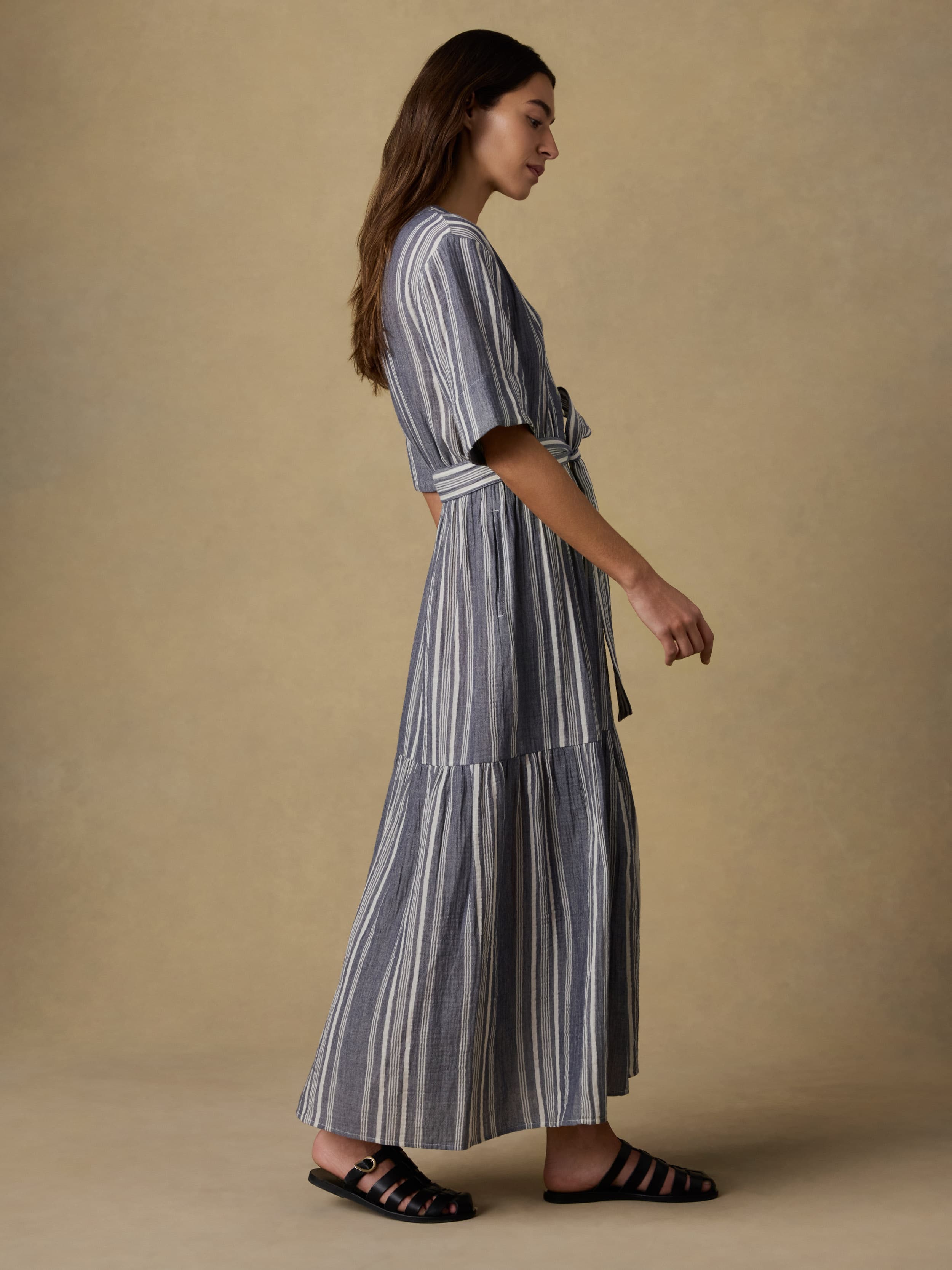 Dune Cotton Gauze Marina Dress - Sea Breeze Stripe | Faherty Brand