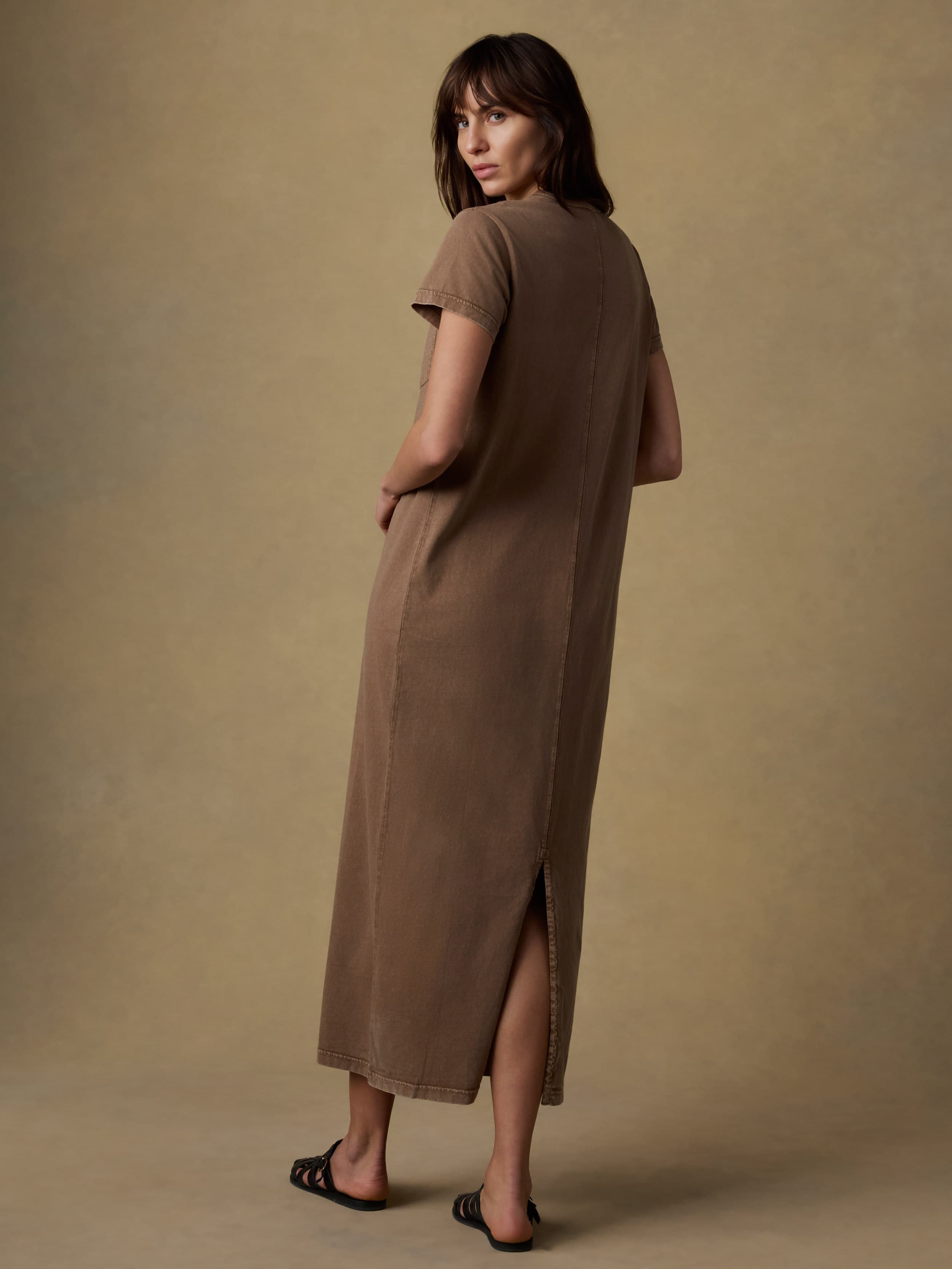 Recycled Cotton Jersey T-Shirt Dress - Alpine Brown | Faherty Brand