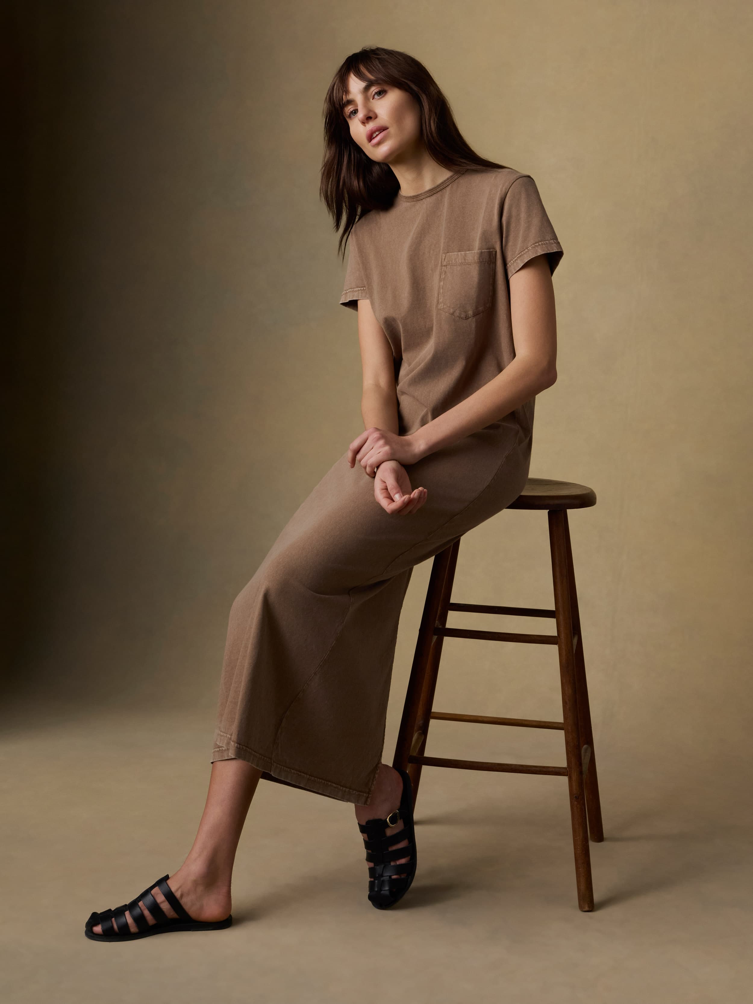Recycled Cotton Jersey T-Shirt Dress - Alpine Brown | Faherty Brand