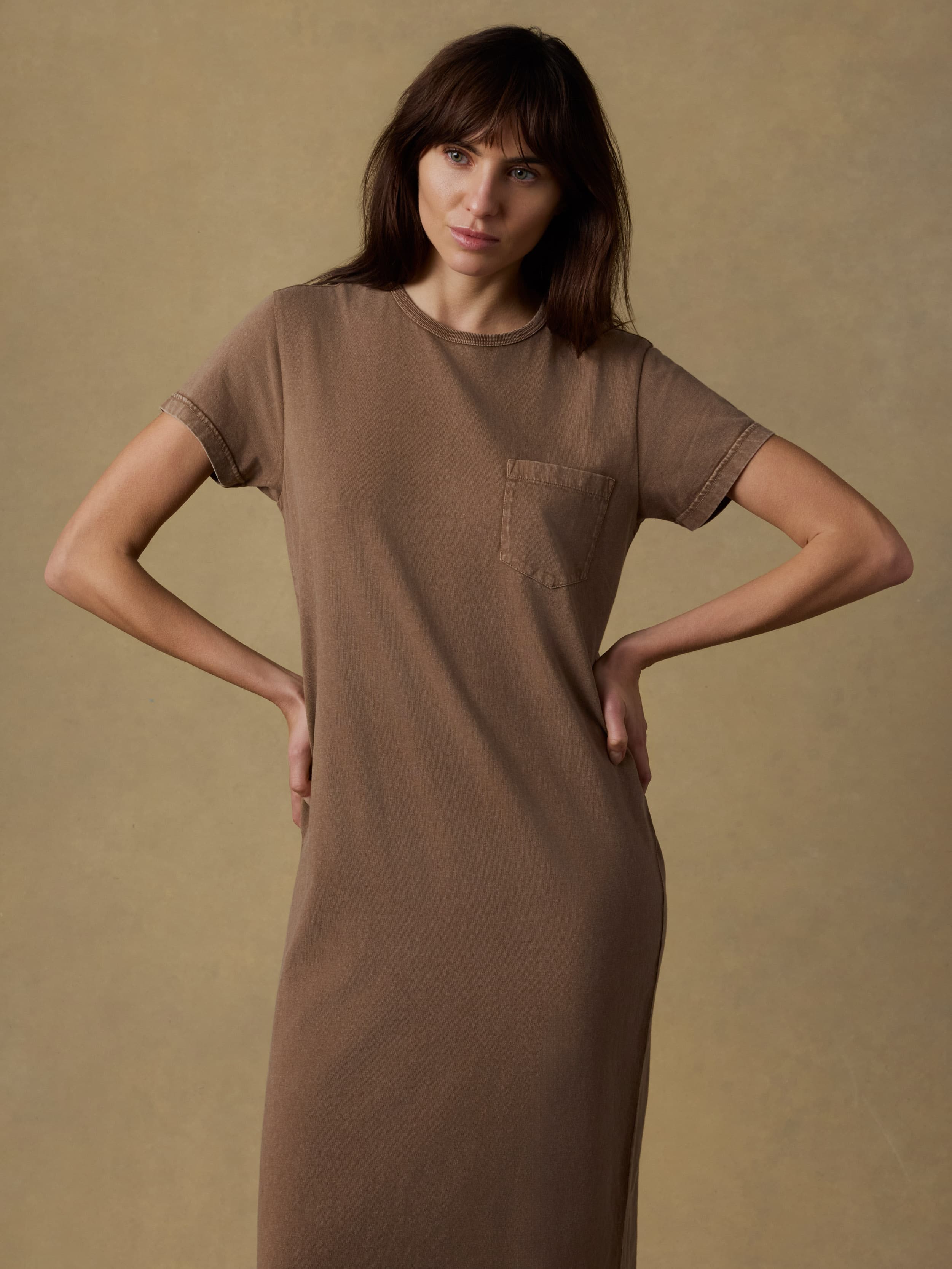 Recycled Cotton Jersey T-Shirt Dress - Alpine Brown | Faherty Brand
