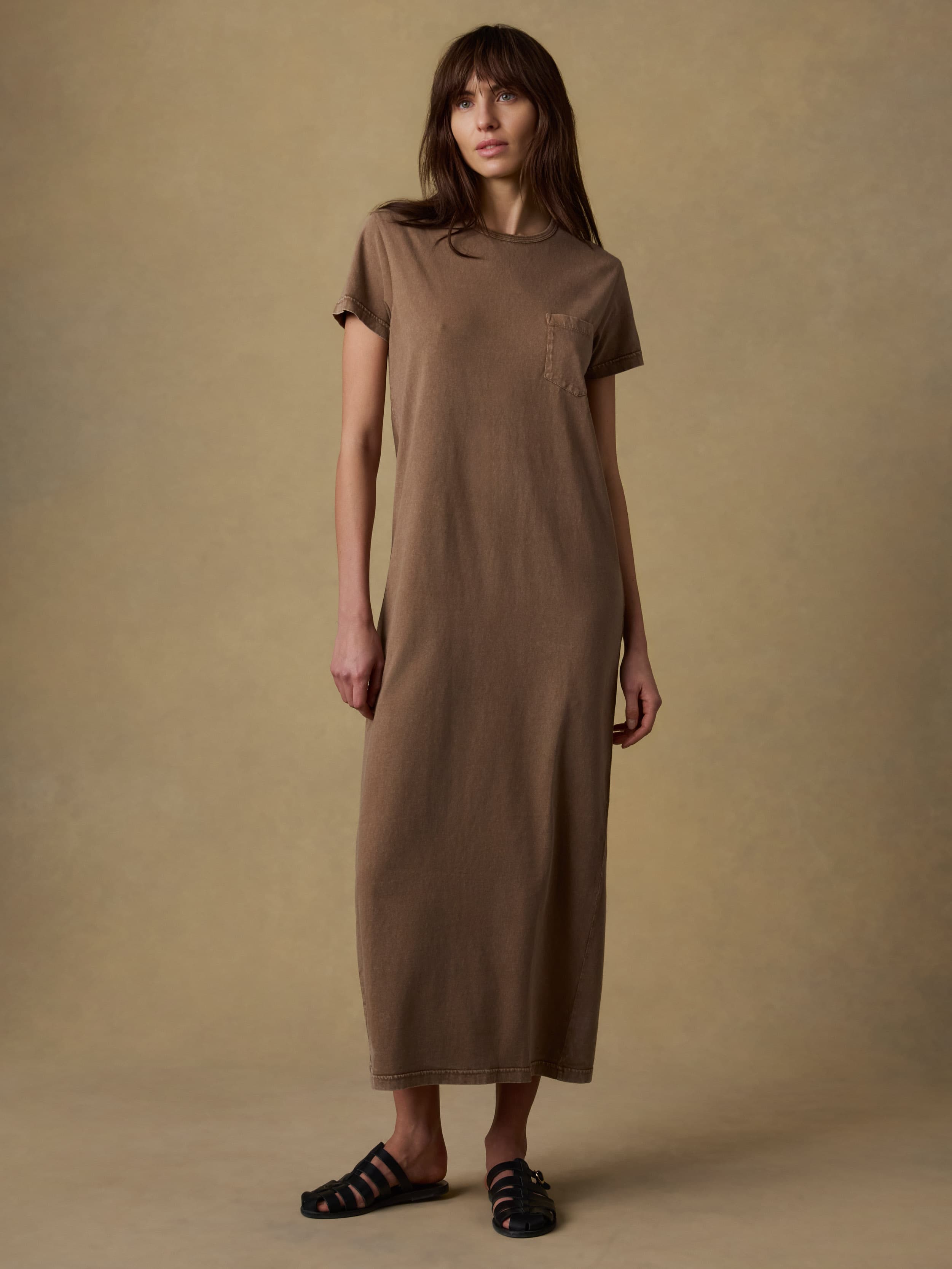 Recycled Cotton Jersey T-Shirt Dress - Alpine Brown | Faherty Brand