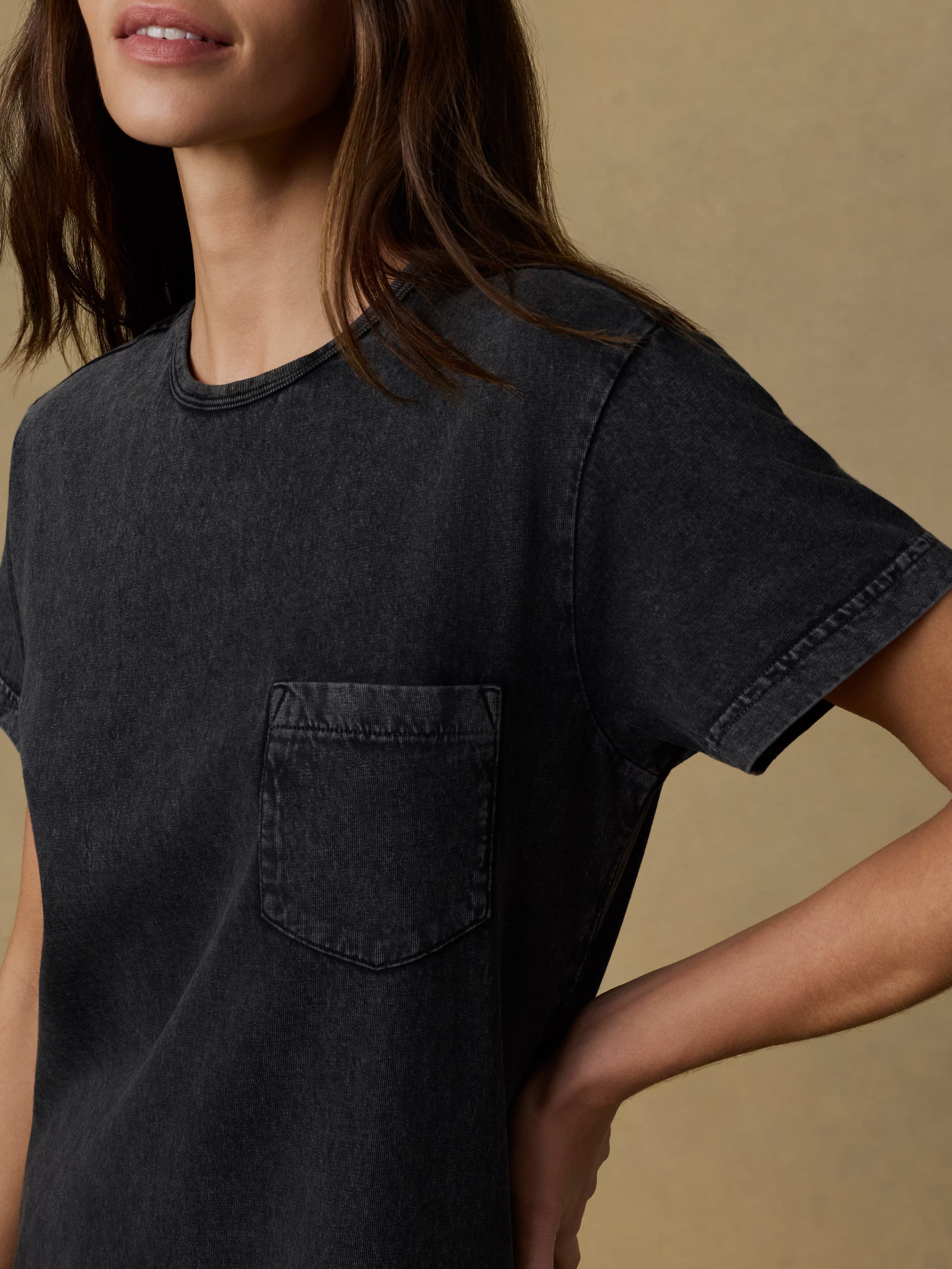 Recycled Cotton Jersey T Shirt Dress - Washed Black | Faherty Brand