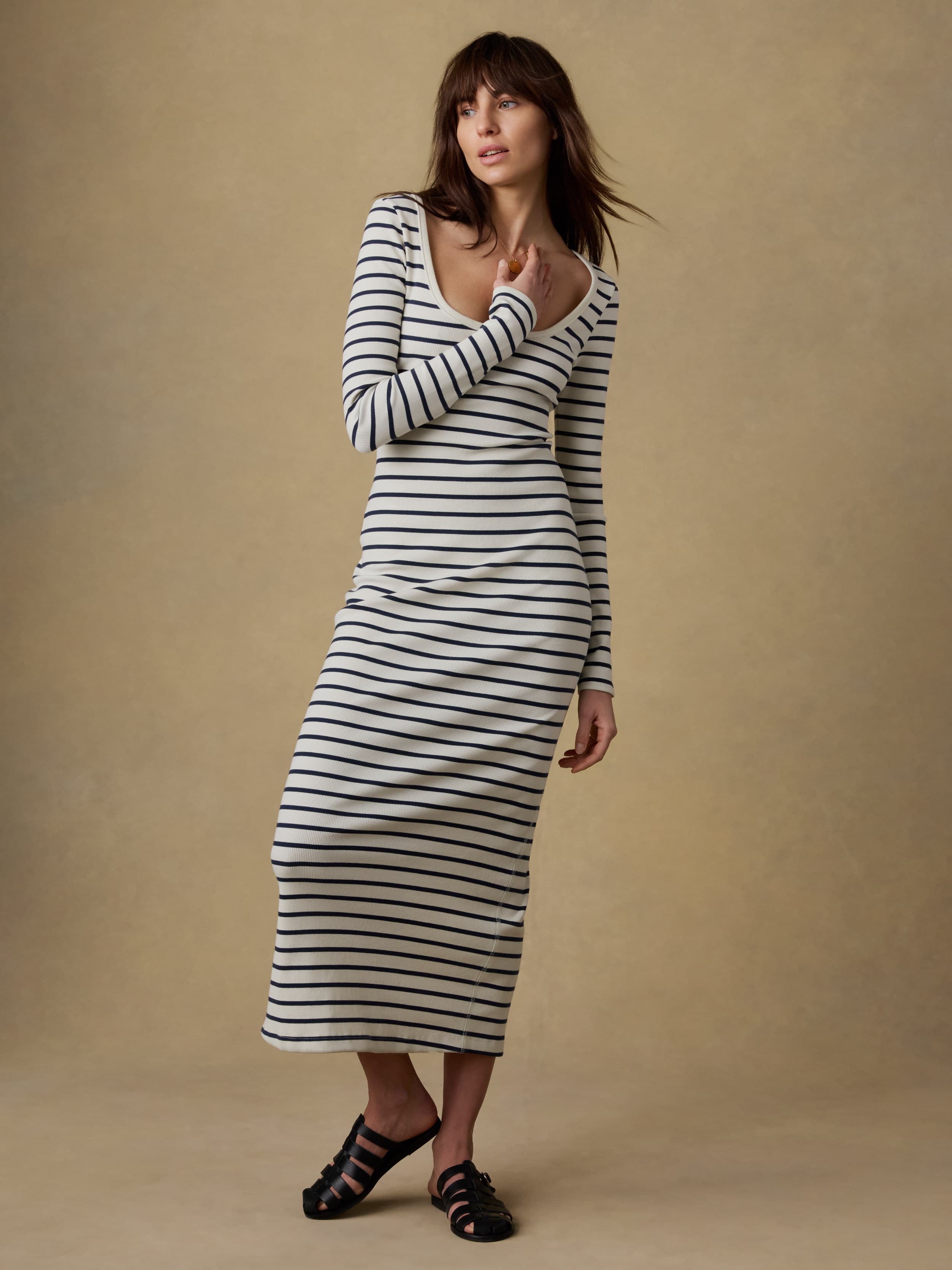 Surfside Rib Maxi Dress - Salt Air Stripe | Faherty Brand