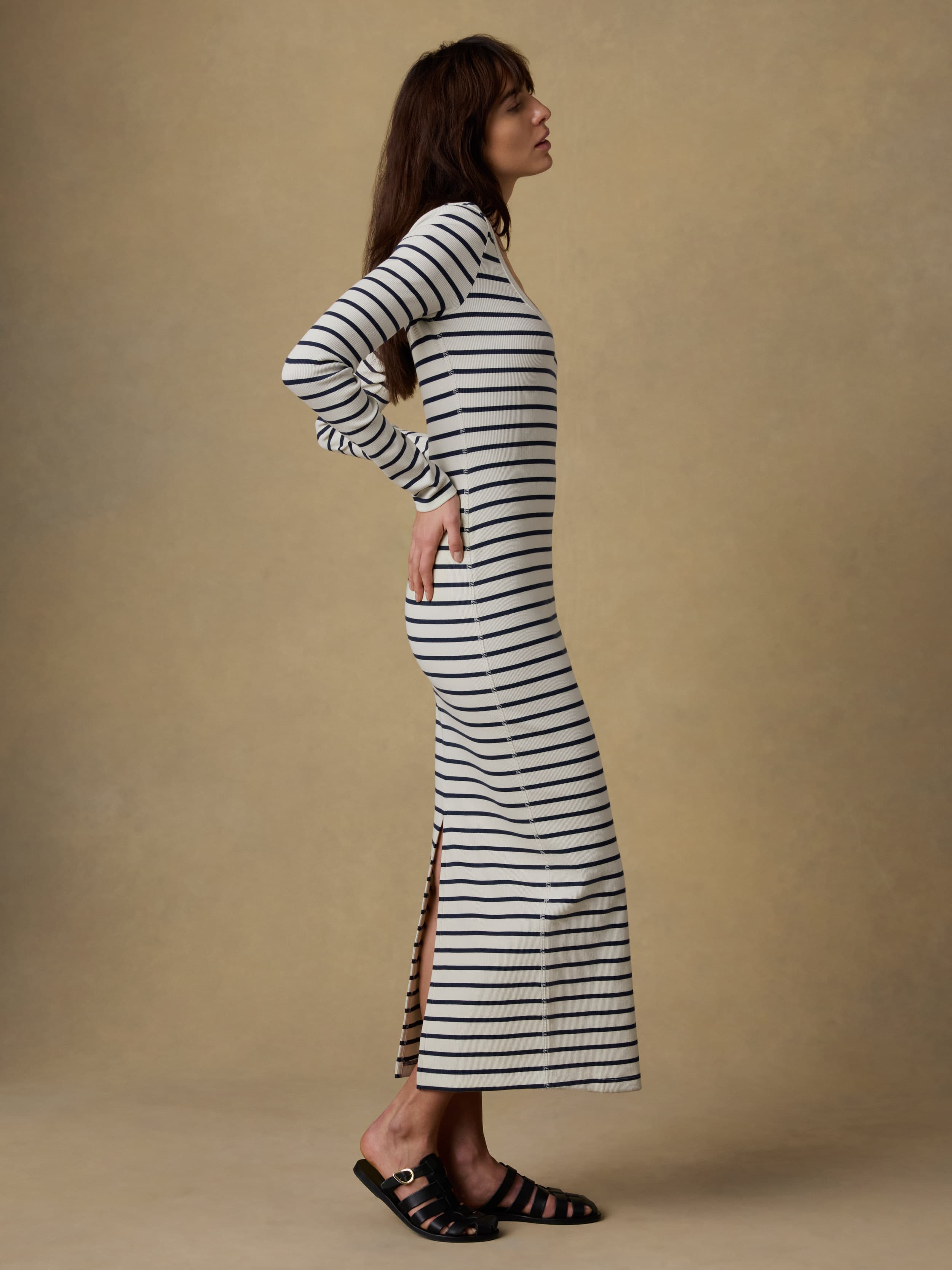 Surfside Rib Maxi Dress - Salt Air Stripe | Faherty Brand